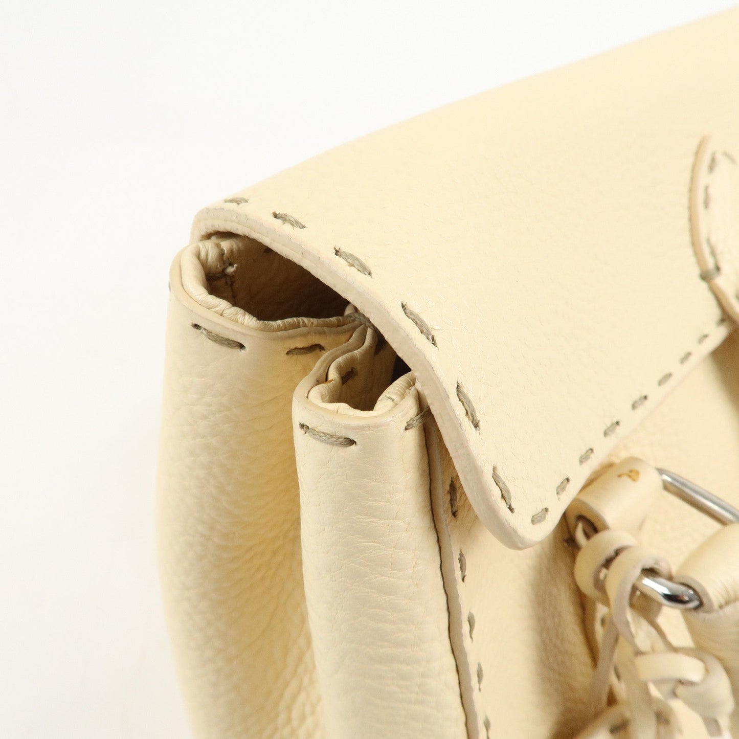 FENDI Selleria Leather Mini Linda Hand Bag Cream 8BR486  d