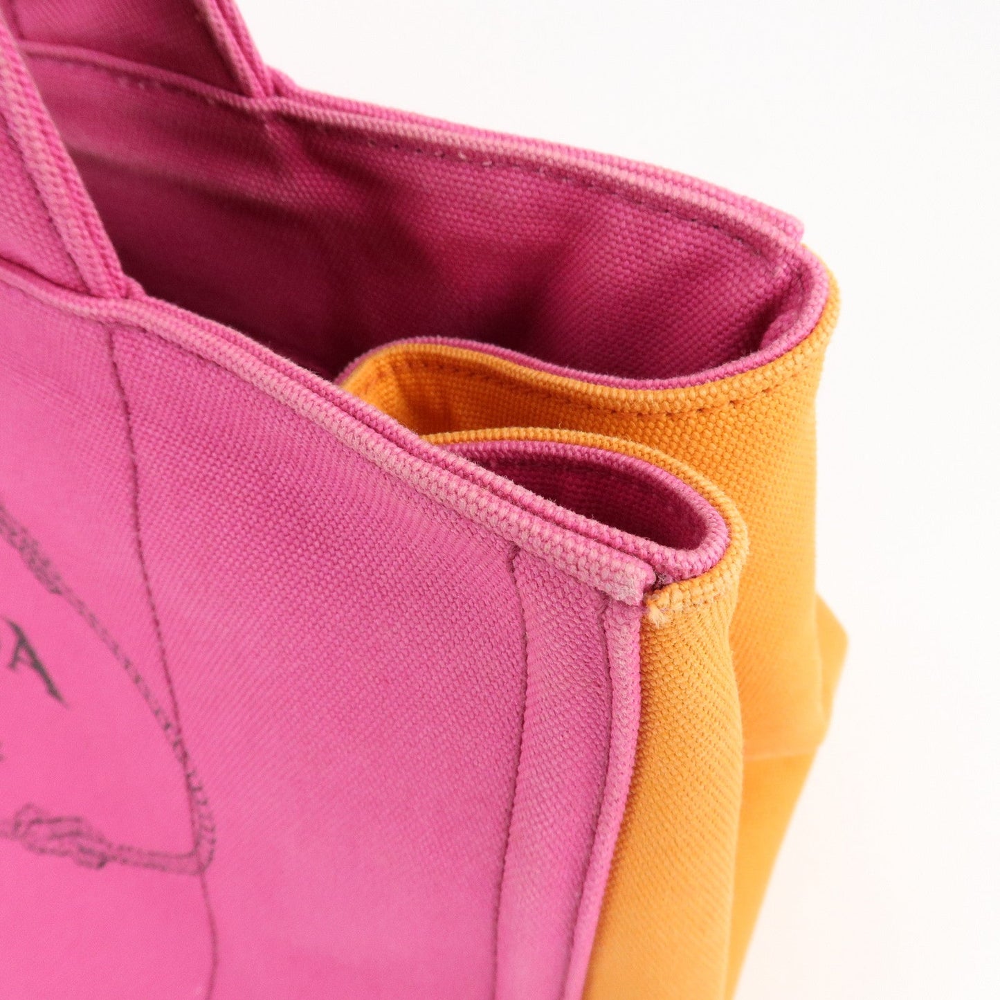 PRADA Canapa Canvas Tote Bag Limited Edition Pink Orange B1877I  d
