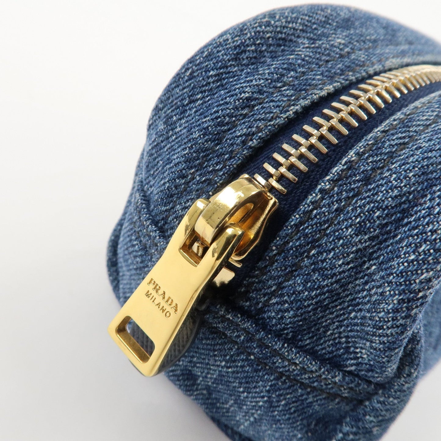 PRADA Logo Canvas Leather Pouch Cosmetic Pouch Blue 1NA175  d
