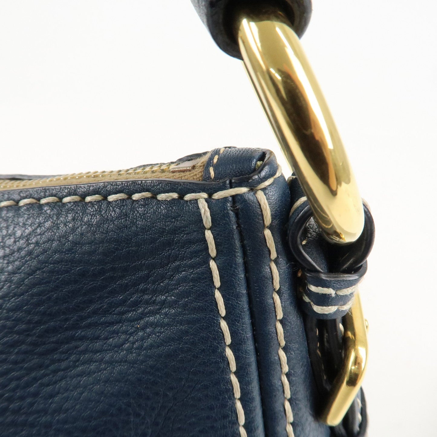 PRADA Soft Calf Leather Shoulder Bag Hand Bag Blue BR4690  d