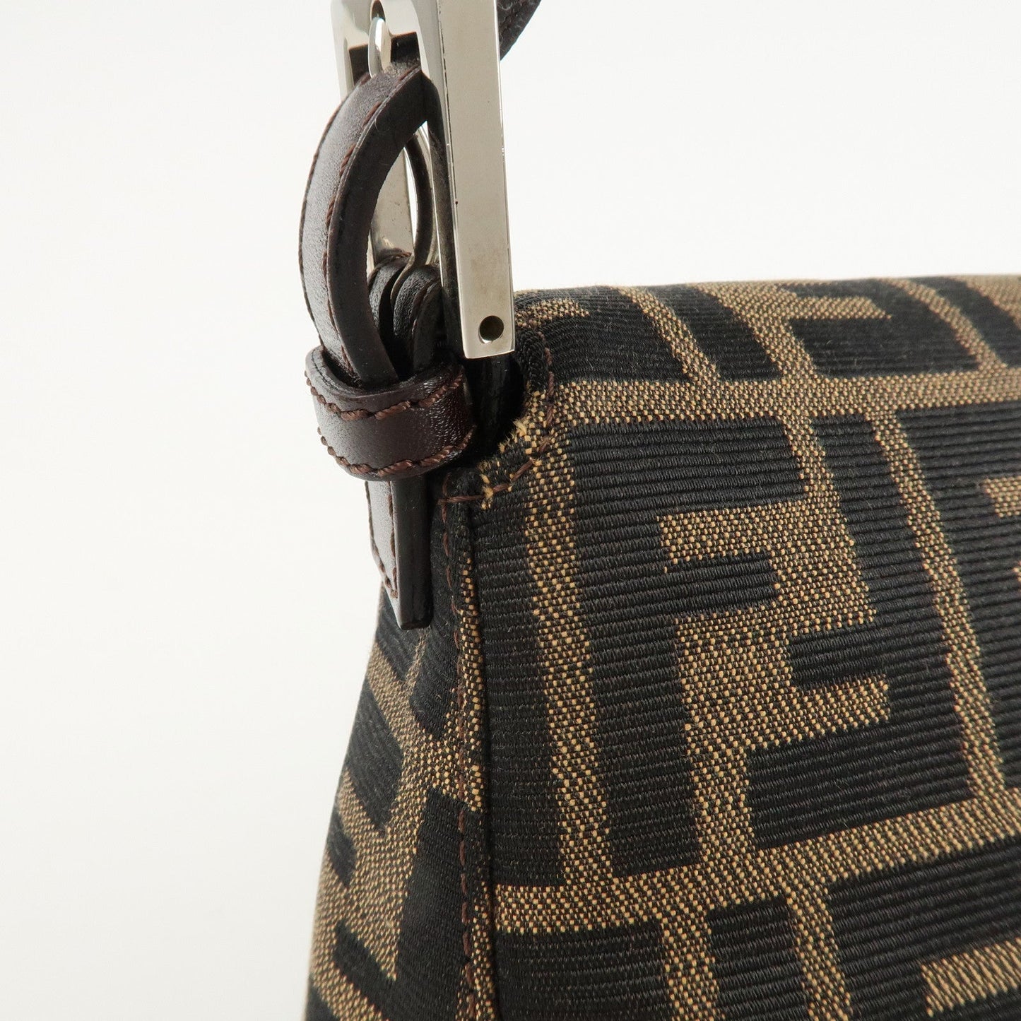 FENDI Mamma Baguette Zucca Canvas Shoulder Bag Brown Black 26325  d