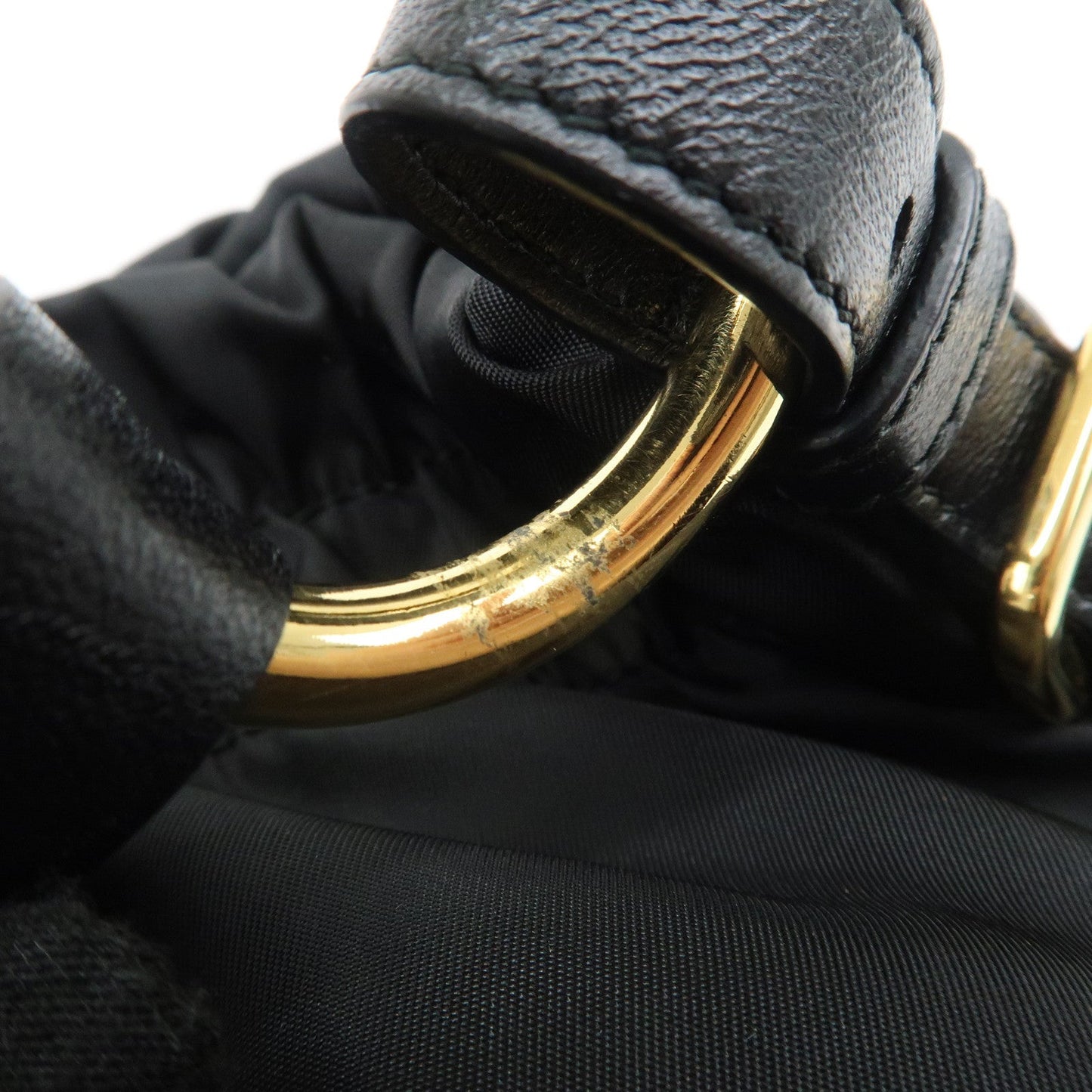 PRADA Nylon Leather Shoulder Bag Black  d