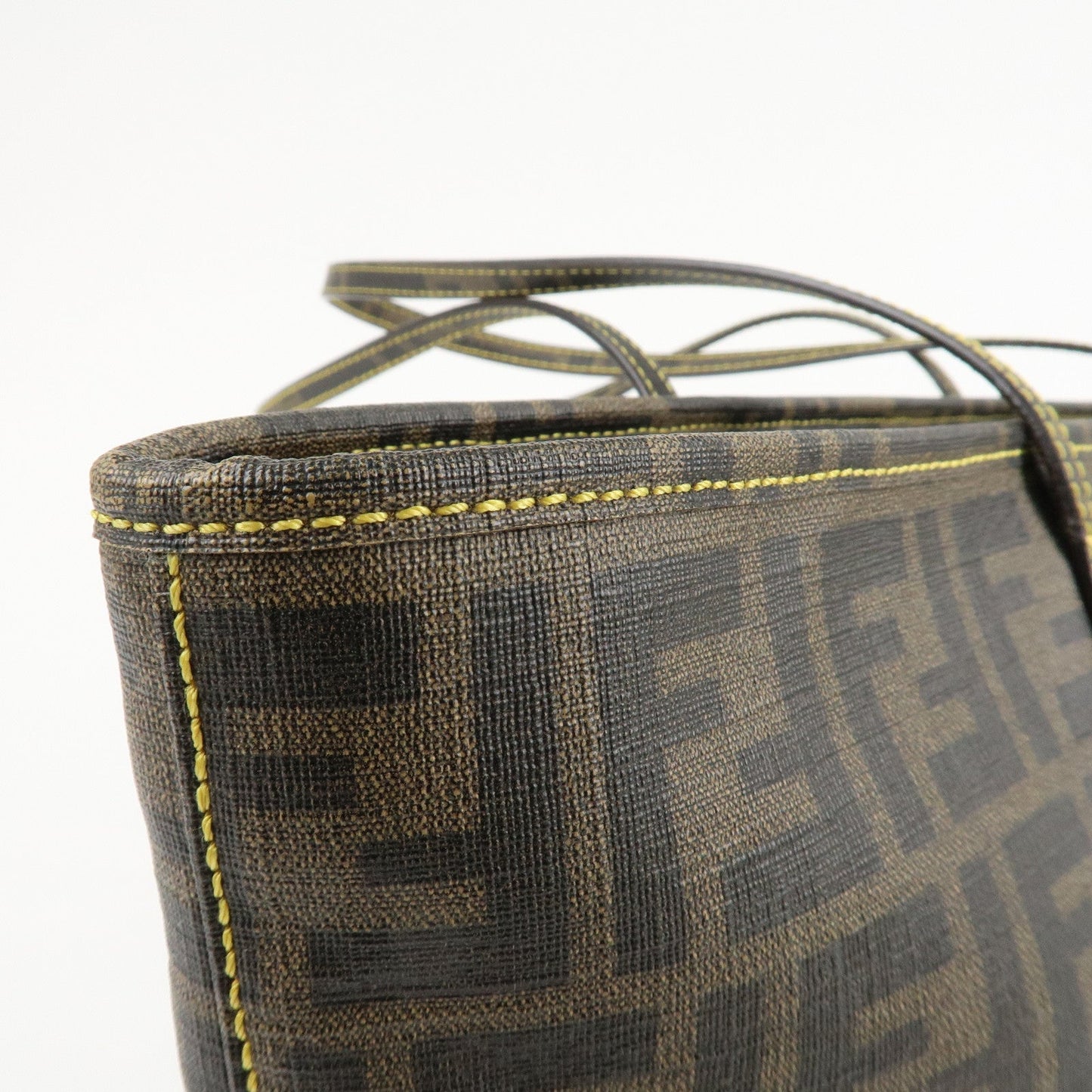 FENDI Zucca Logo Print PVC Tote Bag Brown Black 8BH198  d