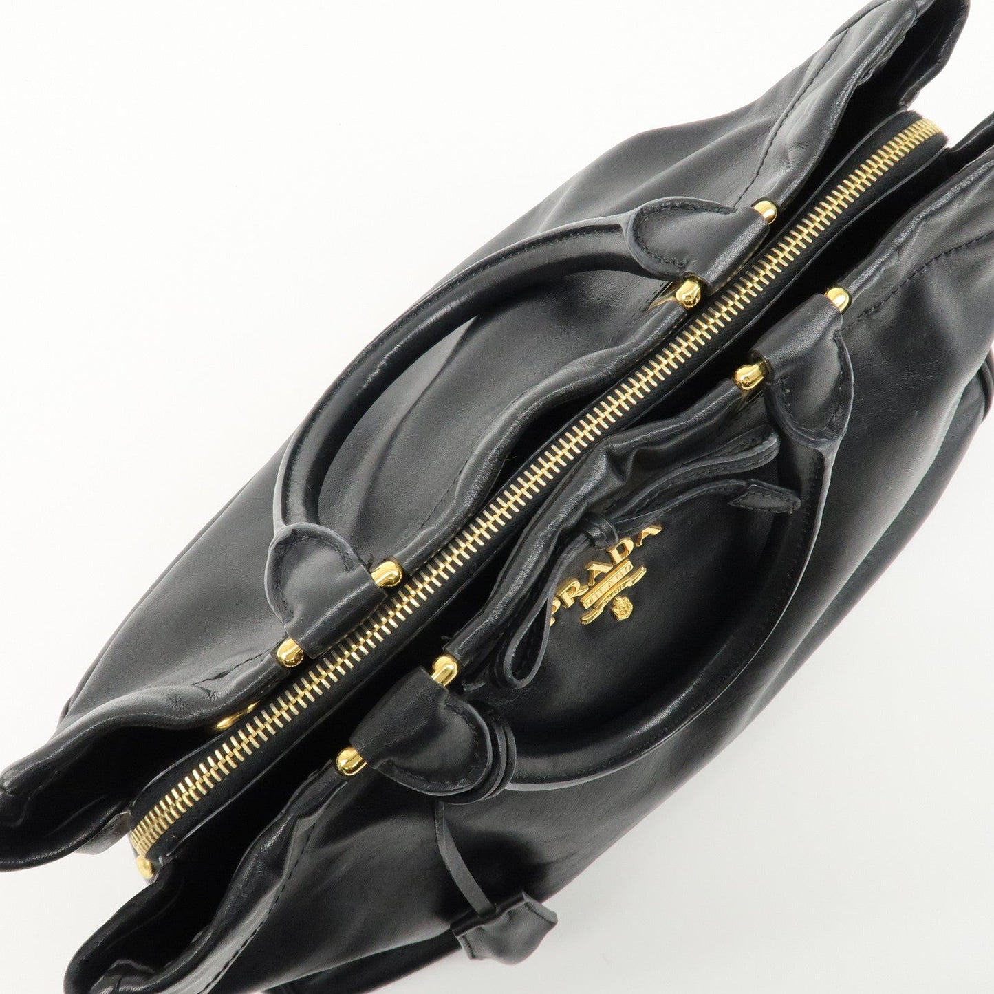 PRADA Leather Ribbon 2way Bag Hand Bag Black BN2244  d