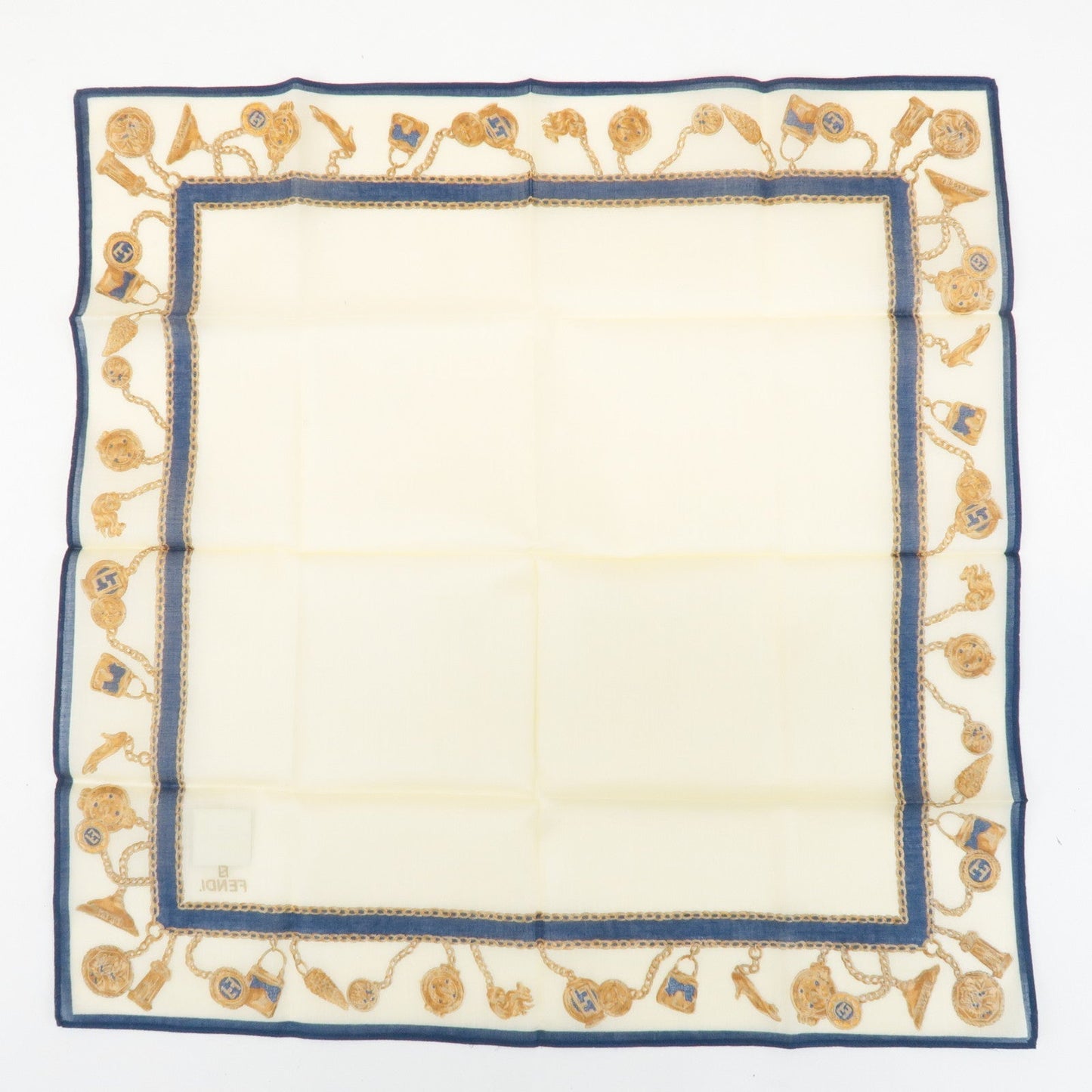 FENDI Set of 5 Cotton 100% Handkerchief Pink Navy Red White  d