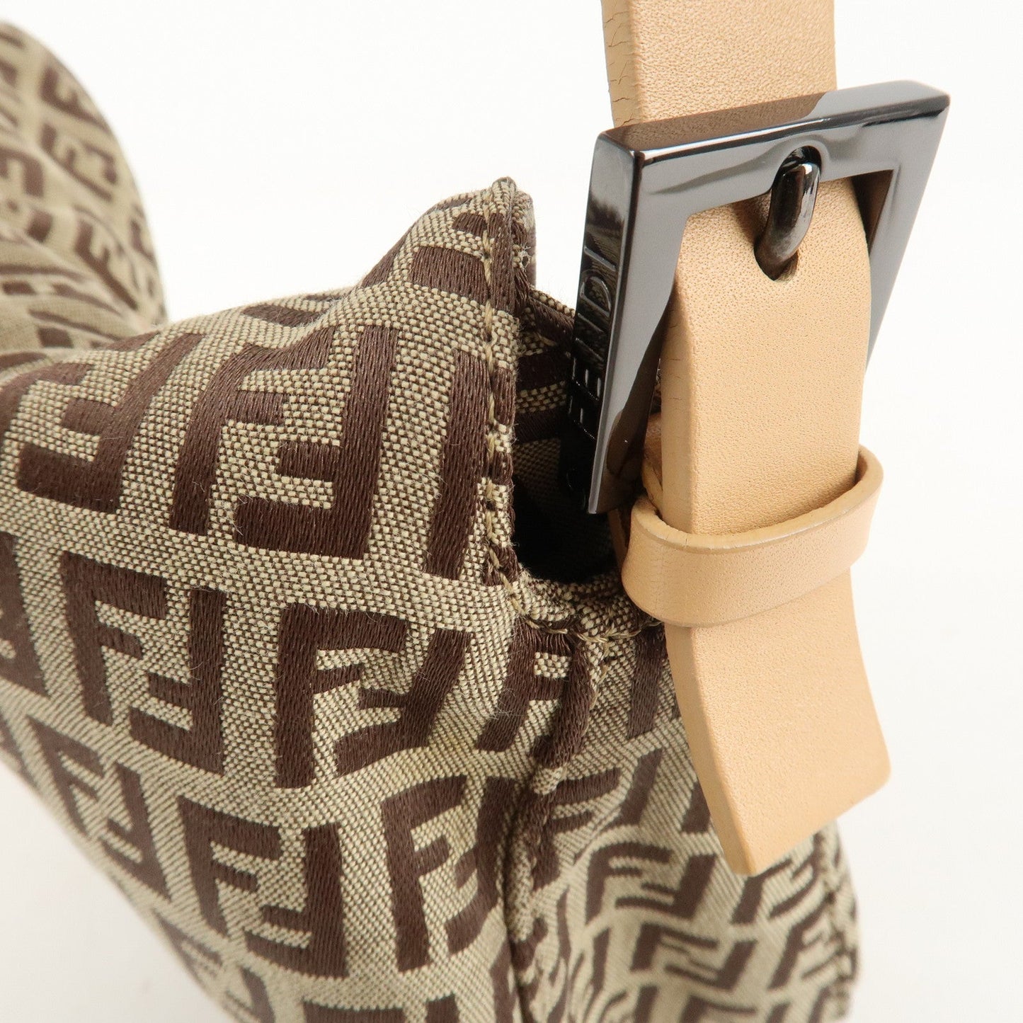 FENDI Zucchino Canvas Leather Shoulder Bag Beige 8BR003  d