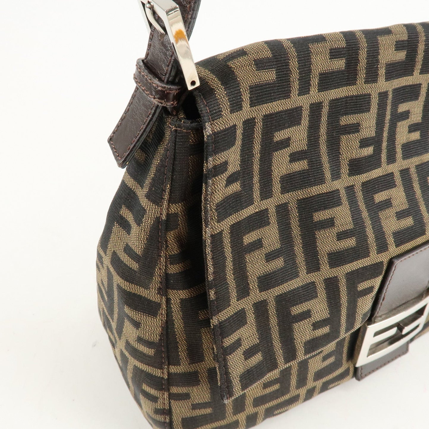 FENDI Mamma Baguette Zucca Canvas Leather Shoulder Bag 26325  d