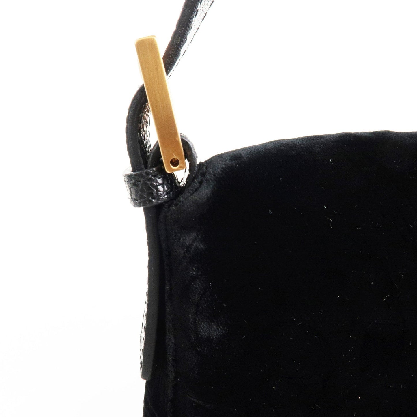 FENDI Mamma Baguette Polyester Leather Shoulder Bag Black 8BR000  d