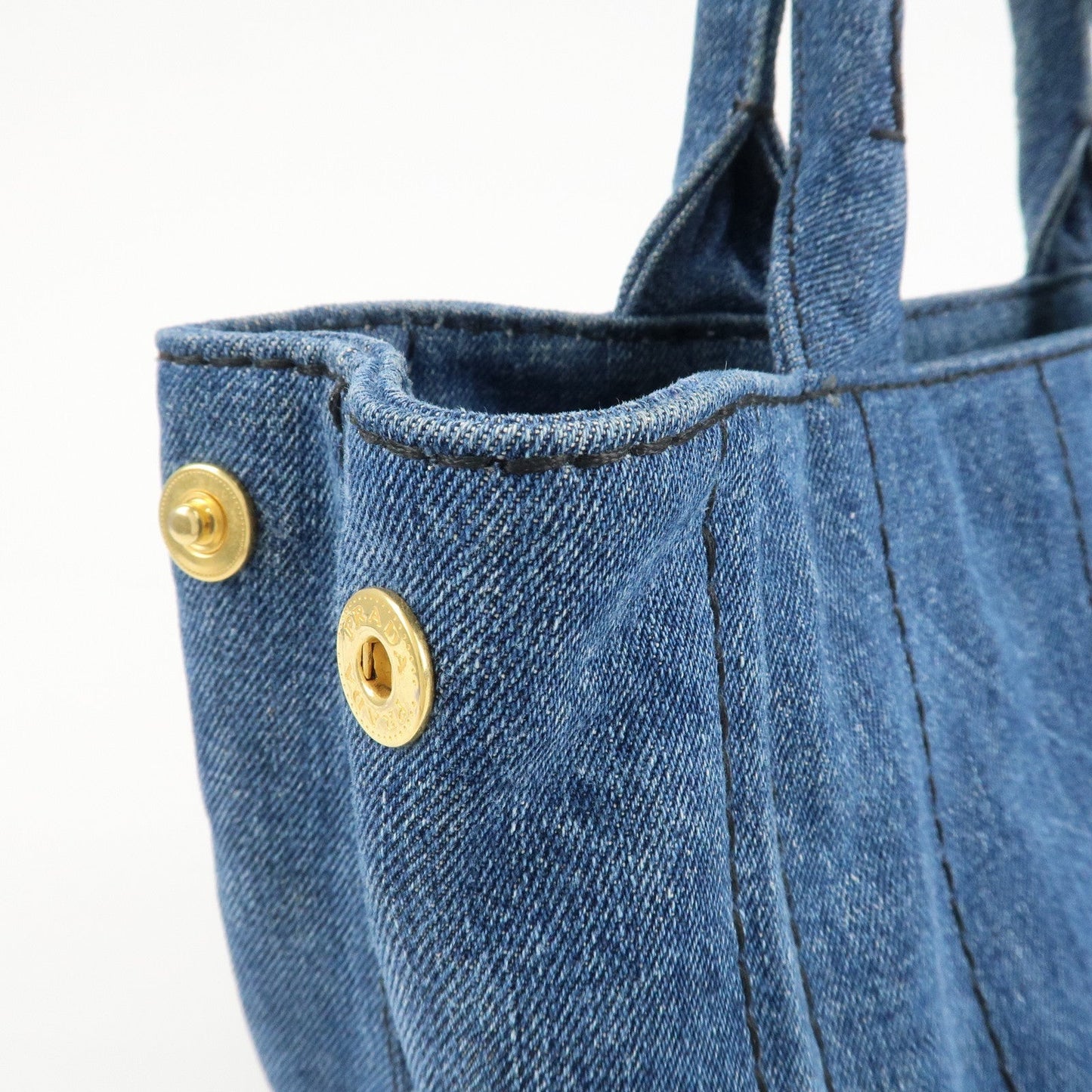 PRADA Canapa Mini Denim Leather 2Way Bag Tote Bag Blue 1BG439  d