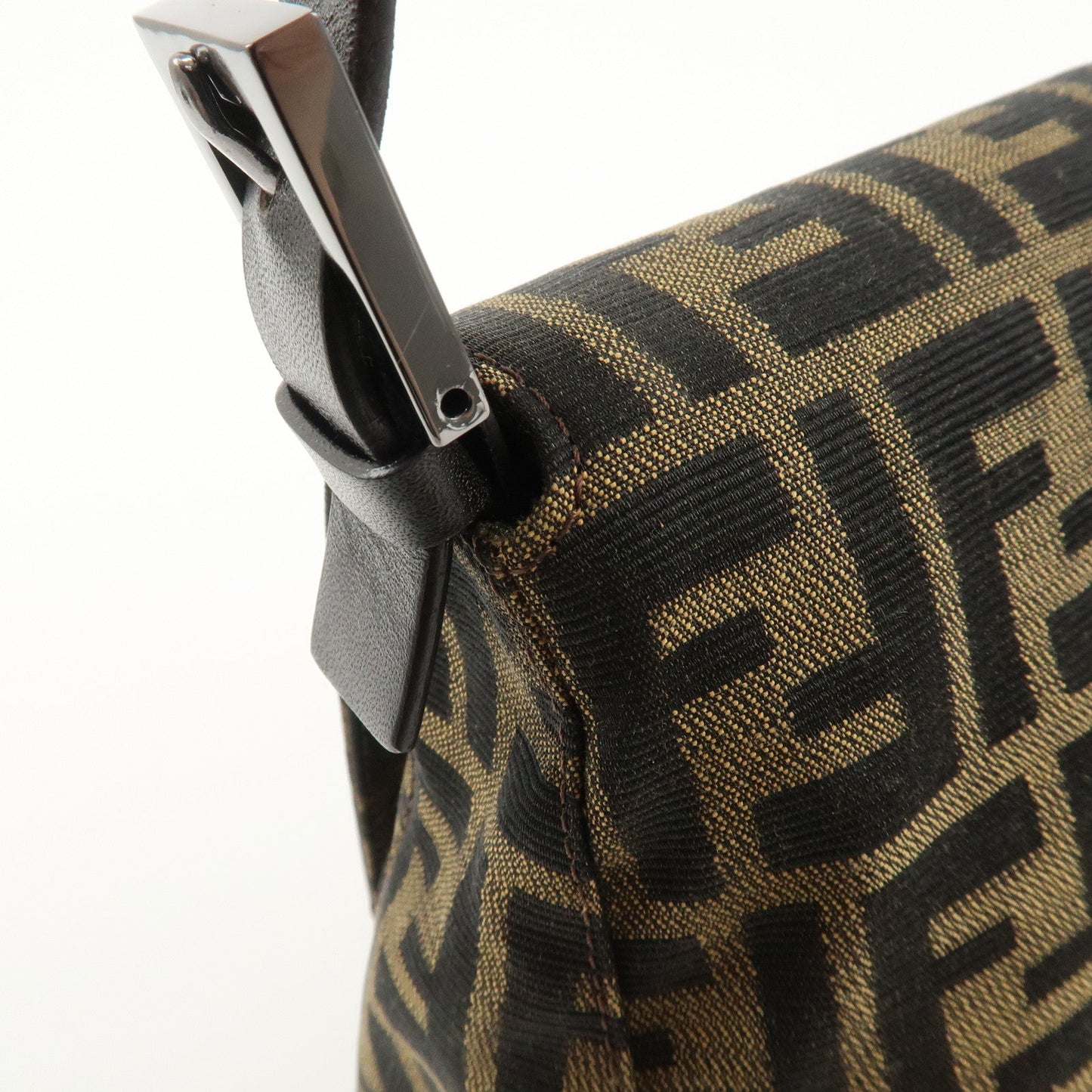 FENDI Mamma Baguette Zucca Canvas Leather Shoulder Bag 8BR001  d