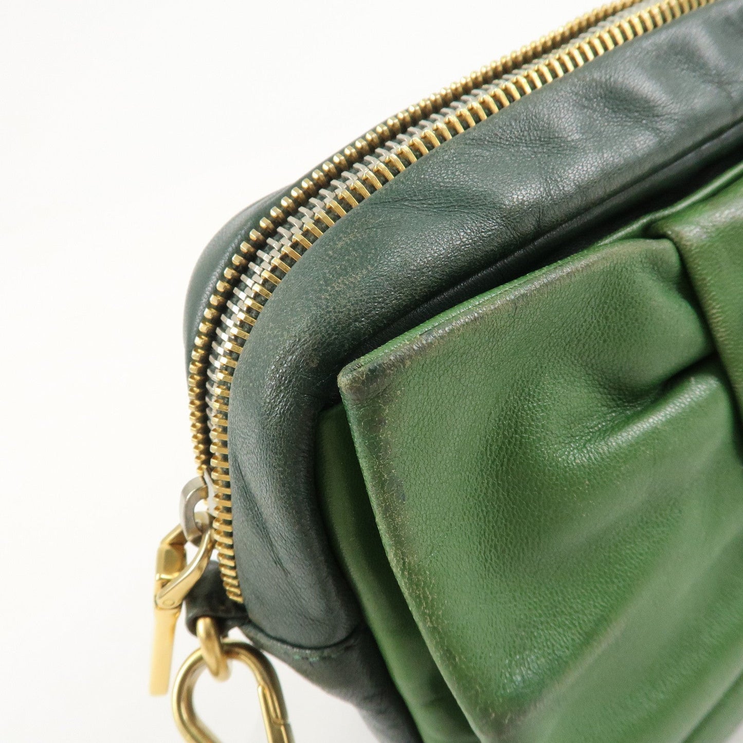 PRADA Logo Leather Ribbon Shoulder Bag Green BP0166  d