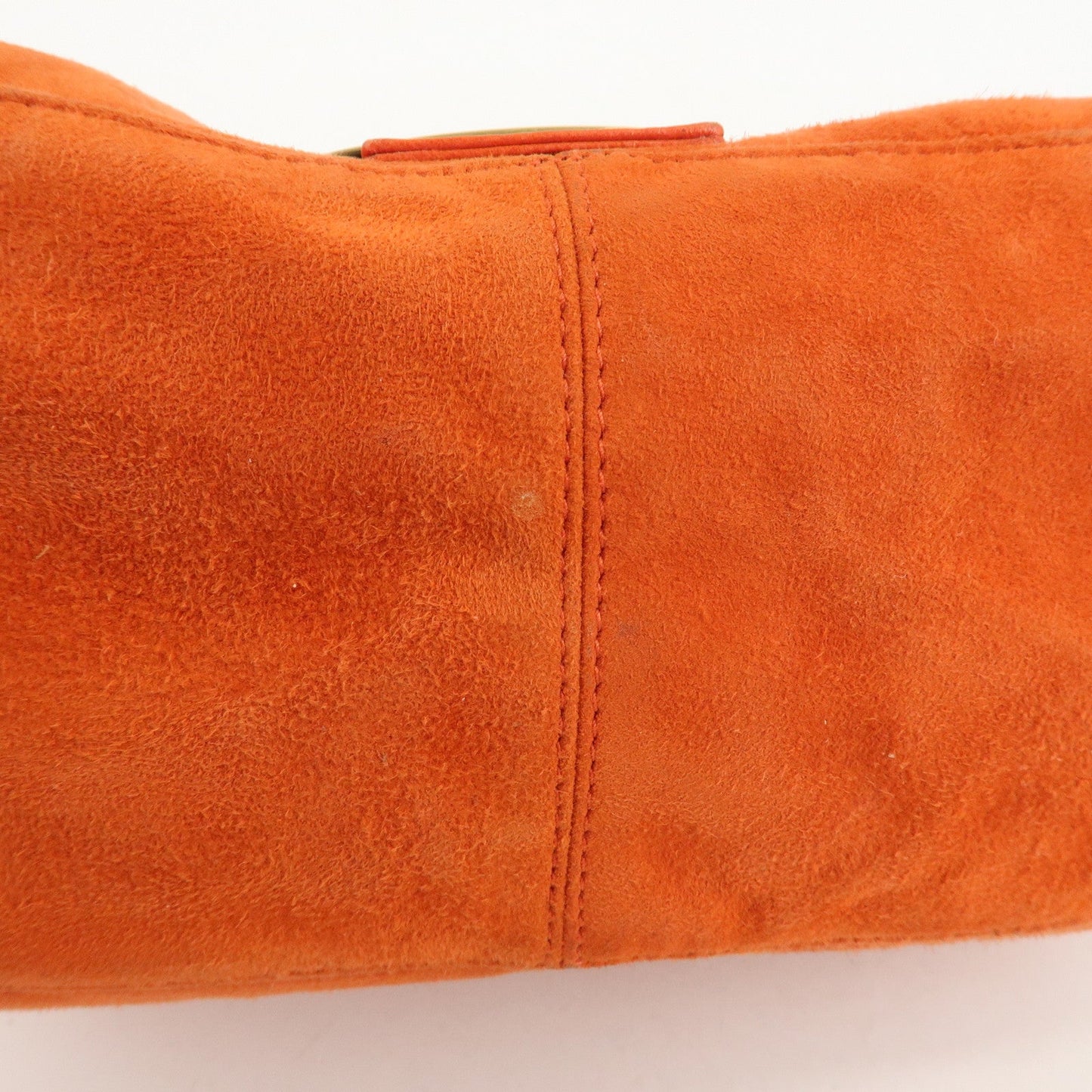 FENDI Mamma Baguette Suede Leather Shoulder Bag Orange 26325  d