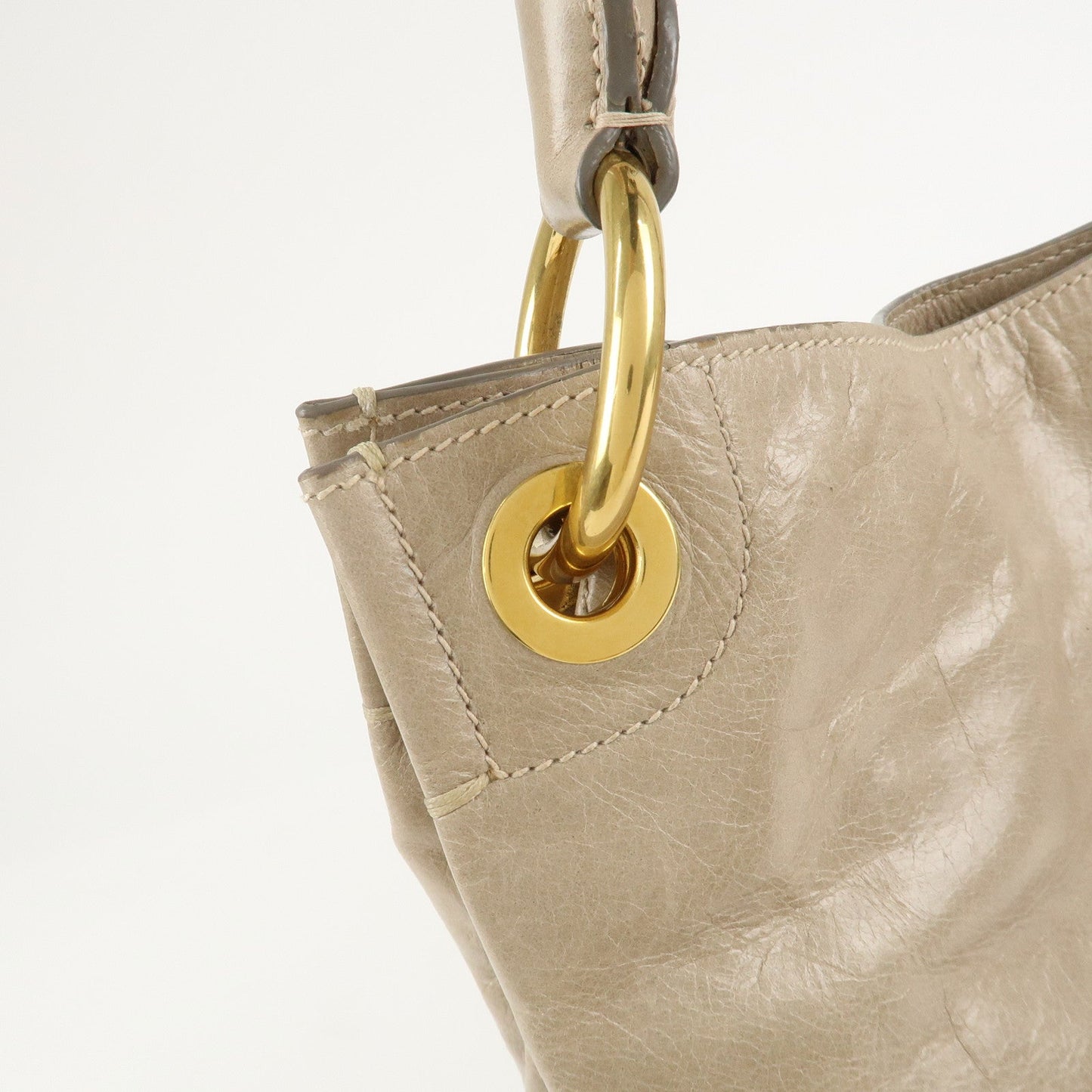 PRADA Leatehr Shoulder Bag Hand Bag Beige  d