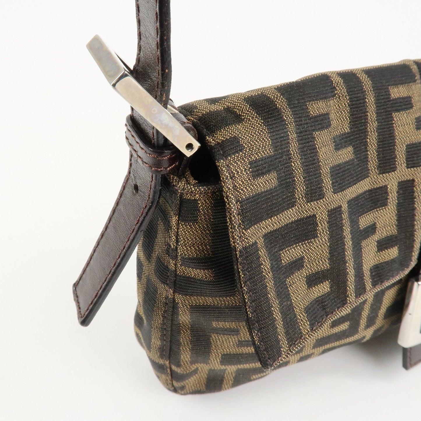 FENDI Zucca Mamma Baguette Canvas Shoulder Bag Brown Black 26424  d
