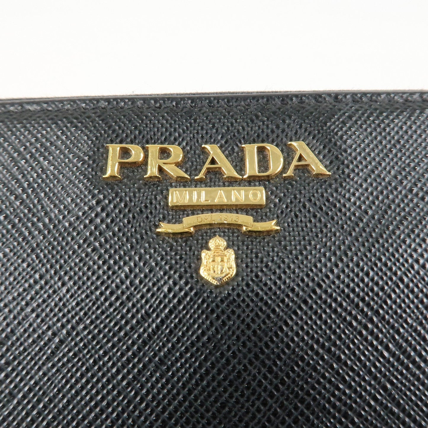 PRADA Saffiano Leather Round Zipper Long Wallet Black 1M0506  d