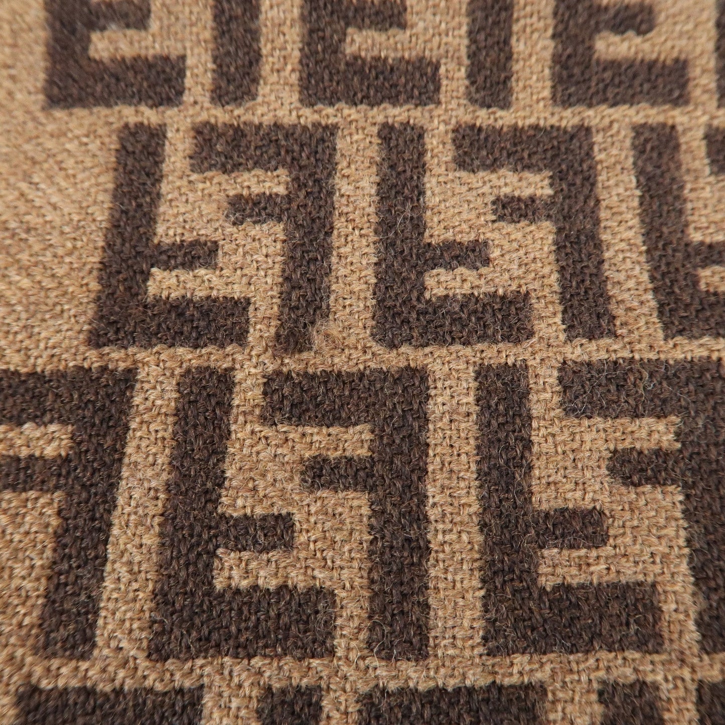 FENDI Zucchino Wool 100% Scarf Brown Black  d