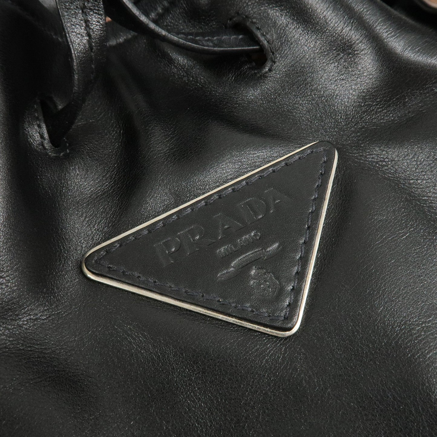 PRADA Leather Tote Bag Shoulder Bag Black BR3616  d