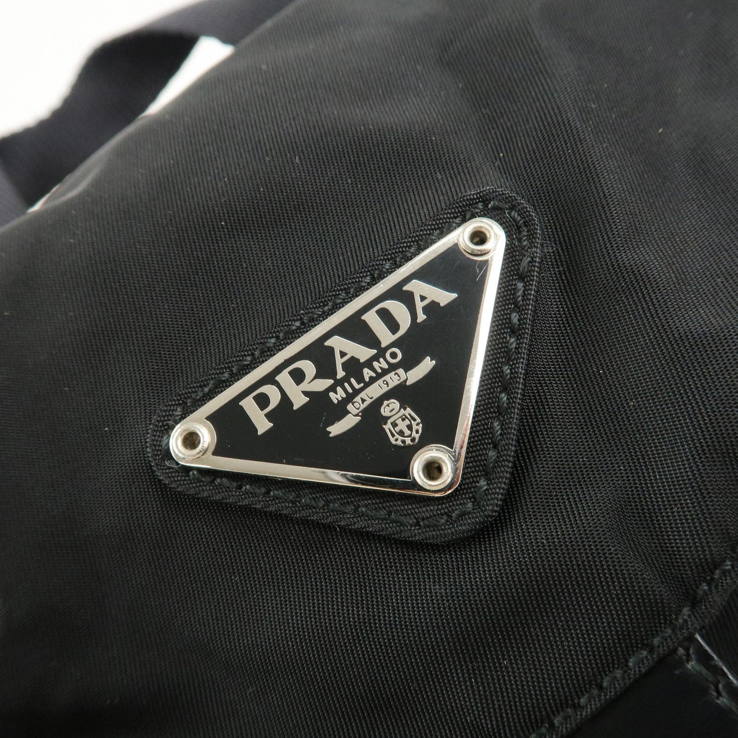 PRADA Triangle Logo Nylon Leather Back Pack Black B5885  d