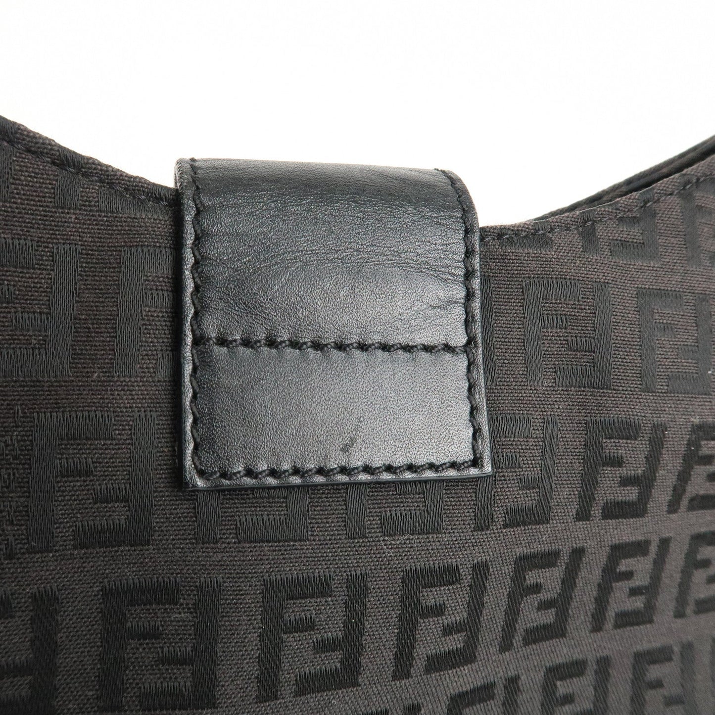 FENDI Zucchino Canvas Leather Shoulder Bag Brown Black 8BR036  d