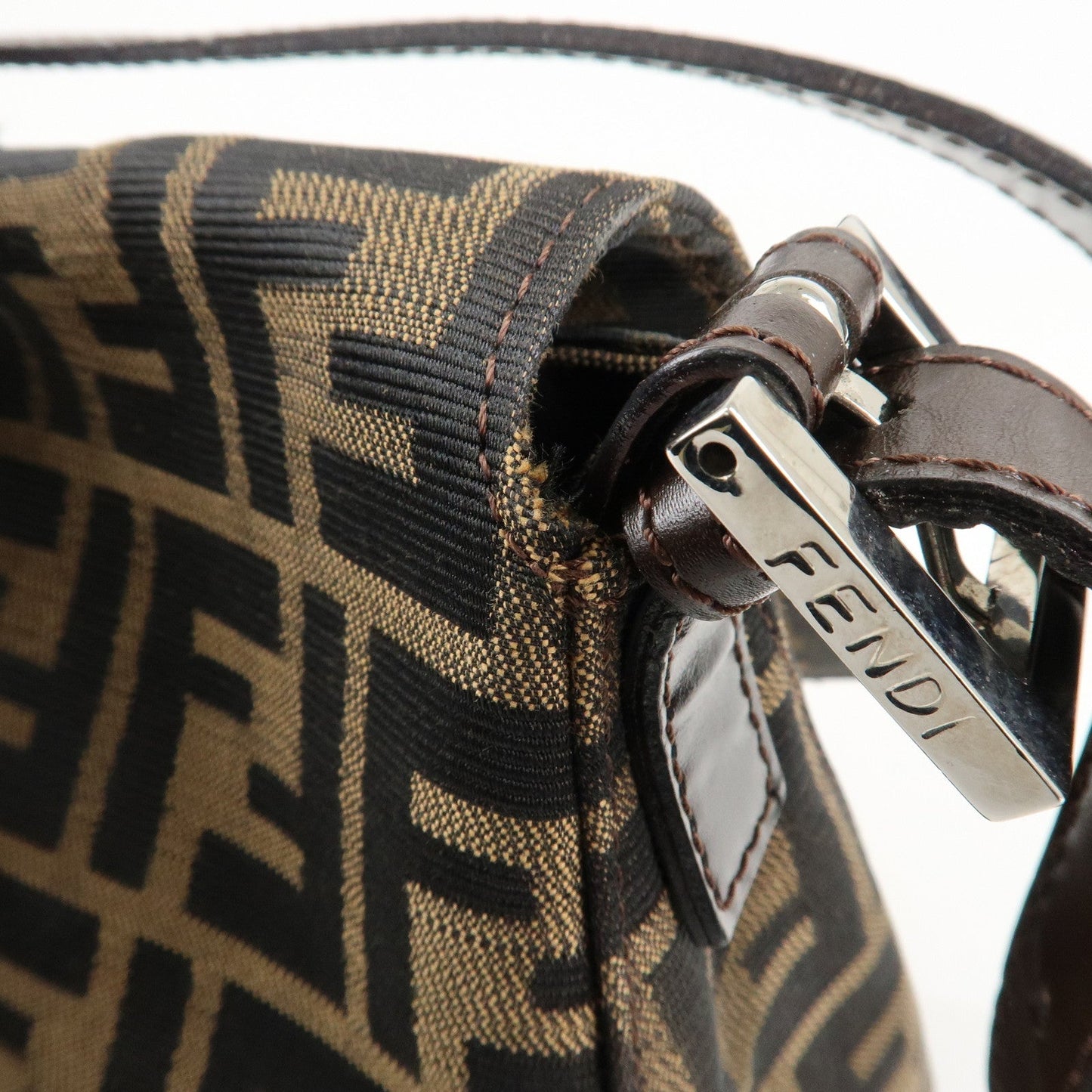 FENDI Mamma Baguette Zucca Canvas Leather Shoulder Bag 26325  d