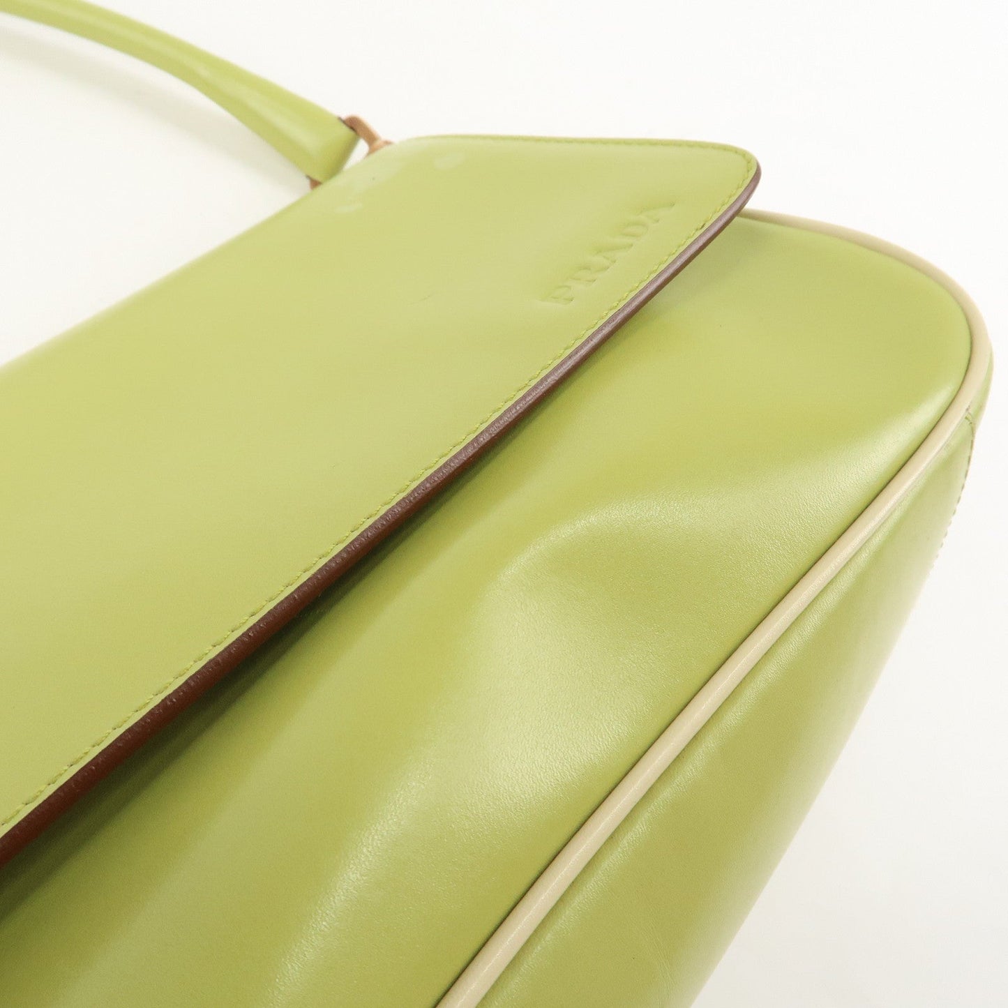 PRADA Leather Shoulder Bag Hand Bag Light Green B10689  d