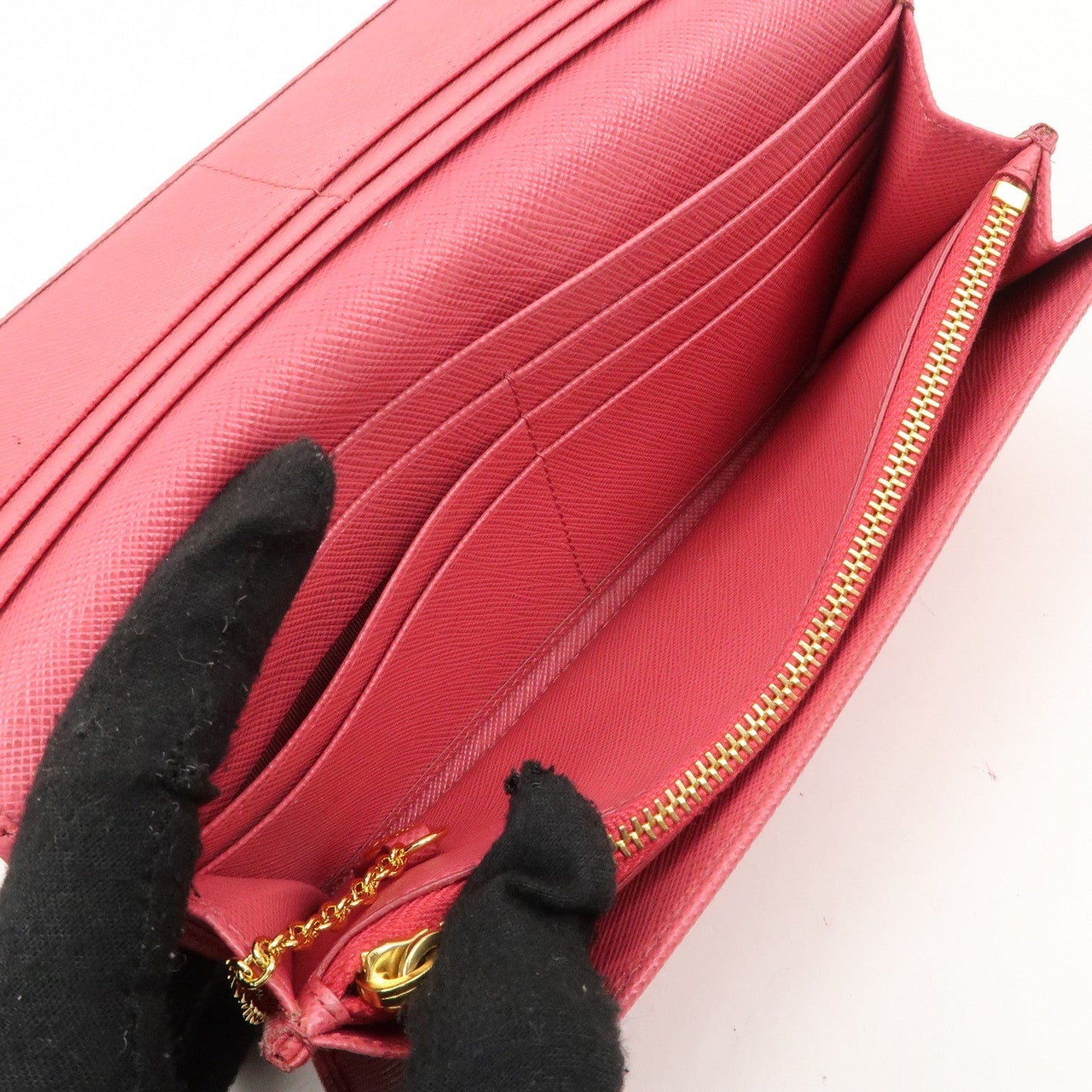 PRADA Saffiano Leather Bi Fold Long Wallet Pink 1MH132  d