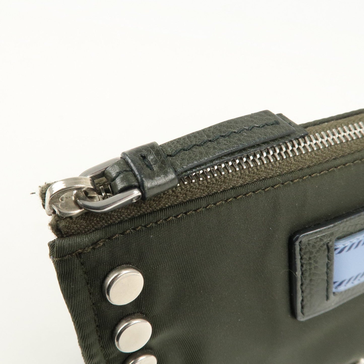 PRADA Tessuto Travel Pouch Studs Military Silver HDW  d