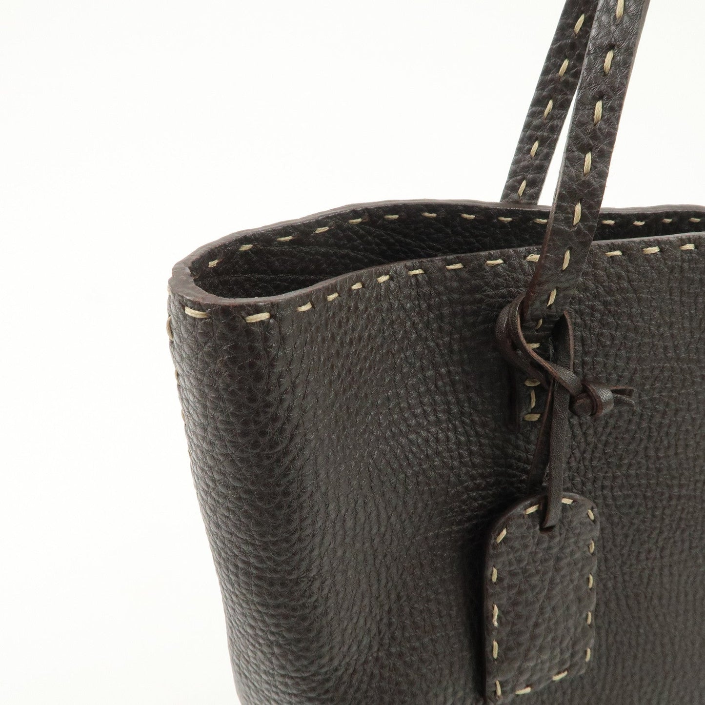 FENDI Selleria Leather Tote Bag Shoulder Bag Dark Brown 8BH101  d