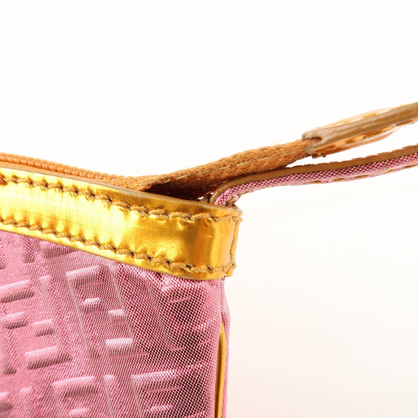 FENDI Zucchino PVC Patent Leather Shoulder Bag Hand Bag Pink Gold  d