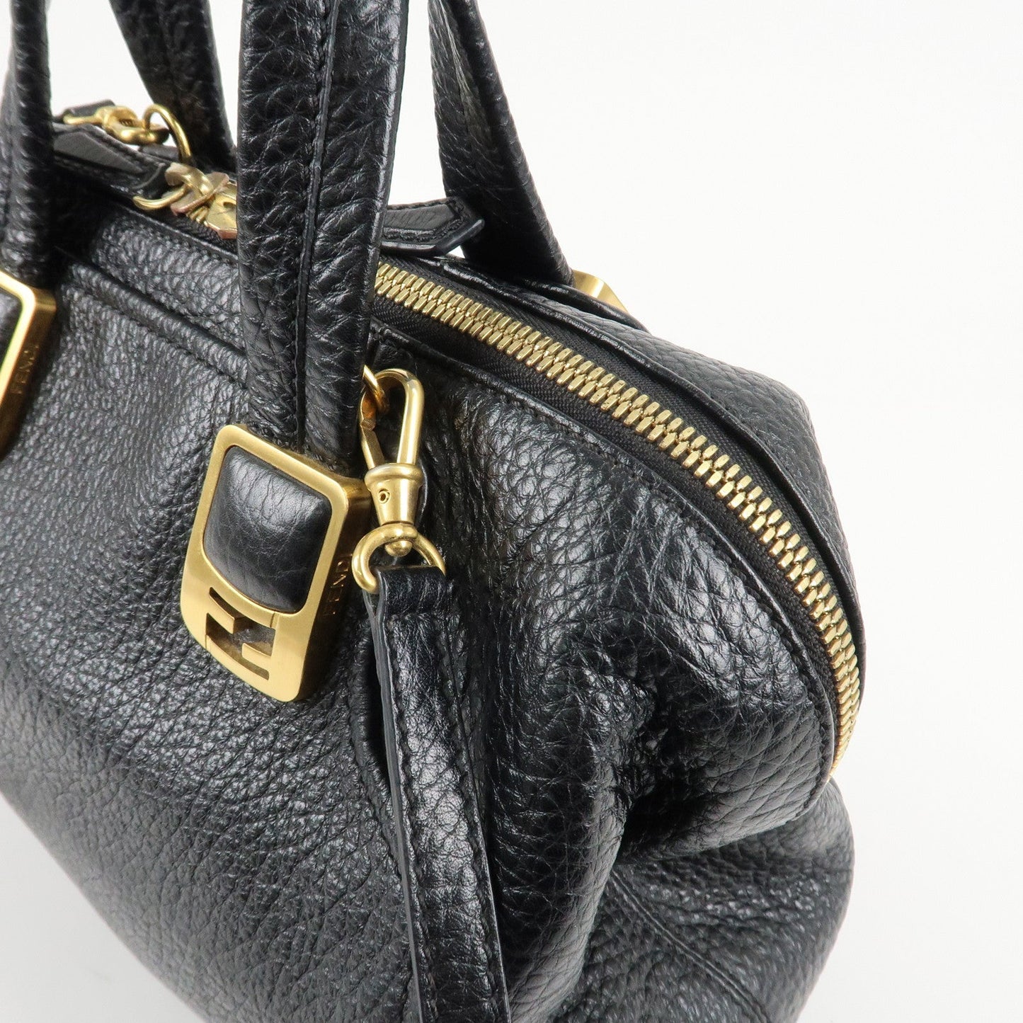 FENDI Chameleon Leather 2WAY Bag Hand Bag Black 8BL114  d