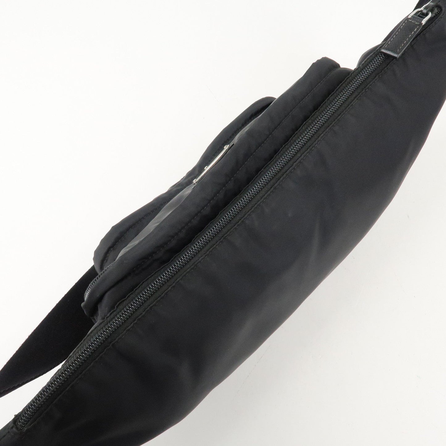 PRADA Logo Nylon Leather Waist Bag Crossbody Bag Black  d