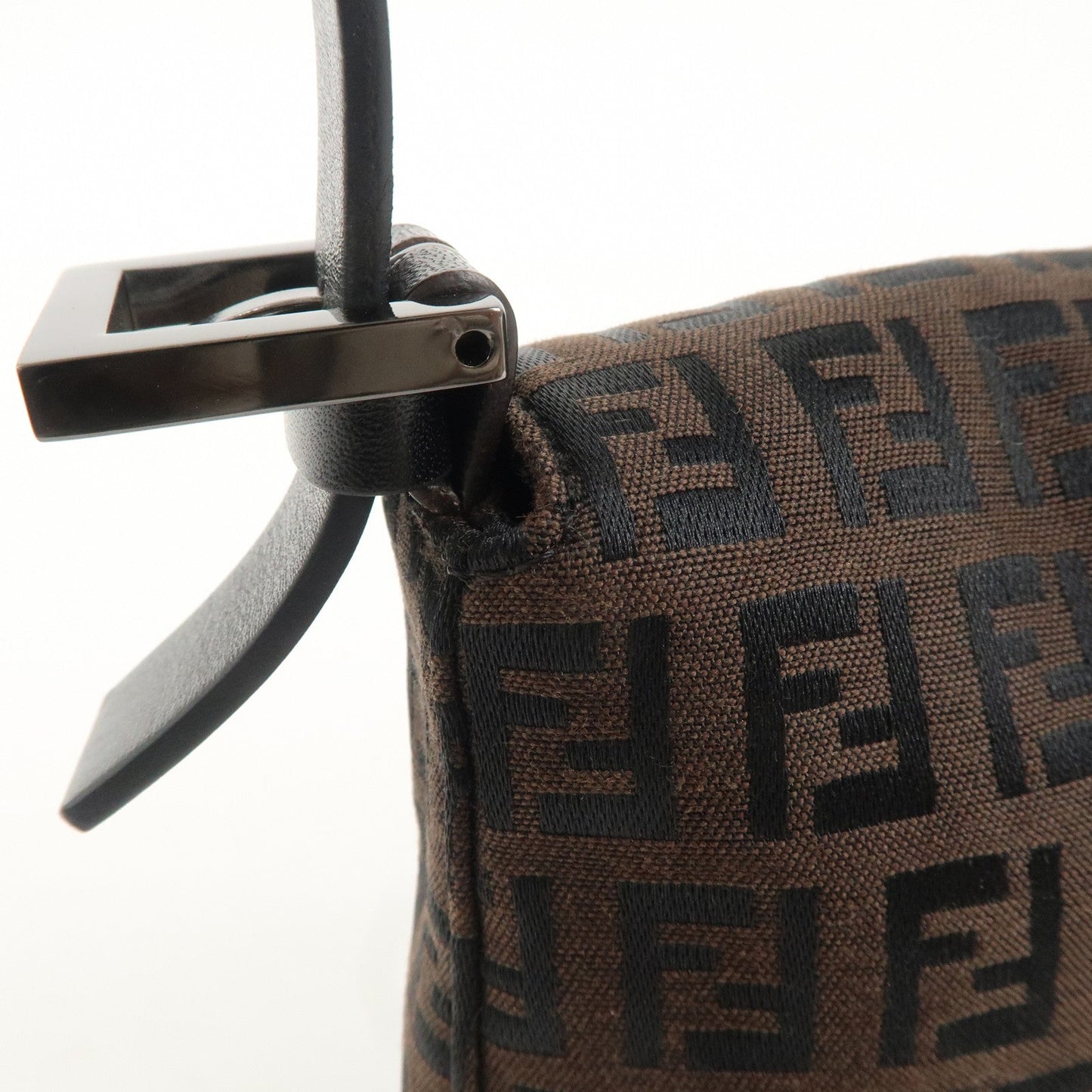 FENDI Mamma Baguette Zucchino Leather Shoulder Bag Brown 8BR000  d
