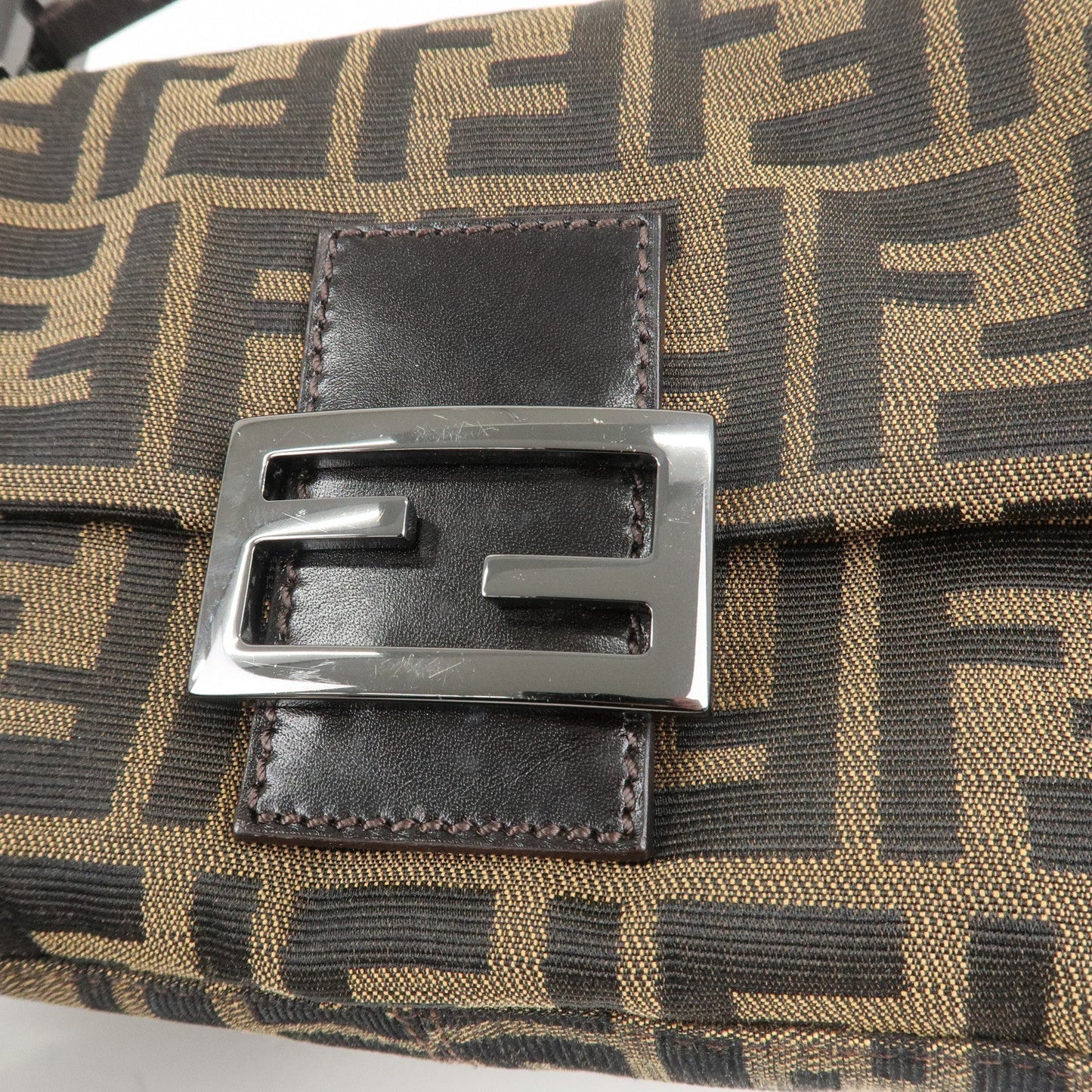 FENDI Mini Mamma Baguette Zucca Shoulder Bag Black Brown 8BR180  d
