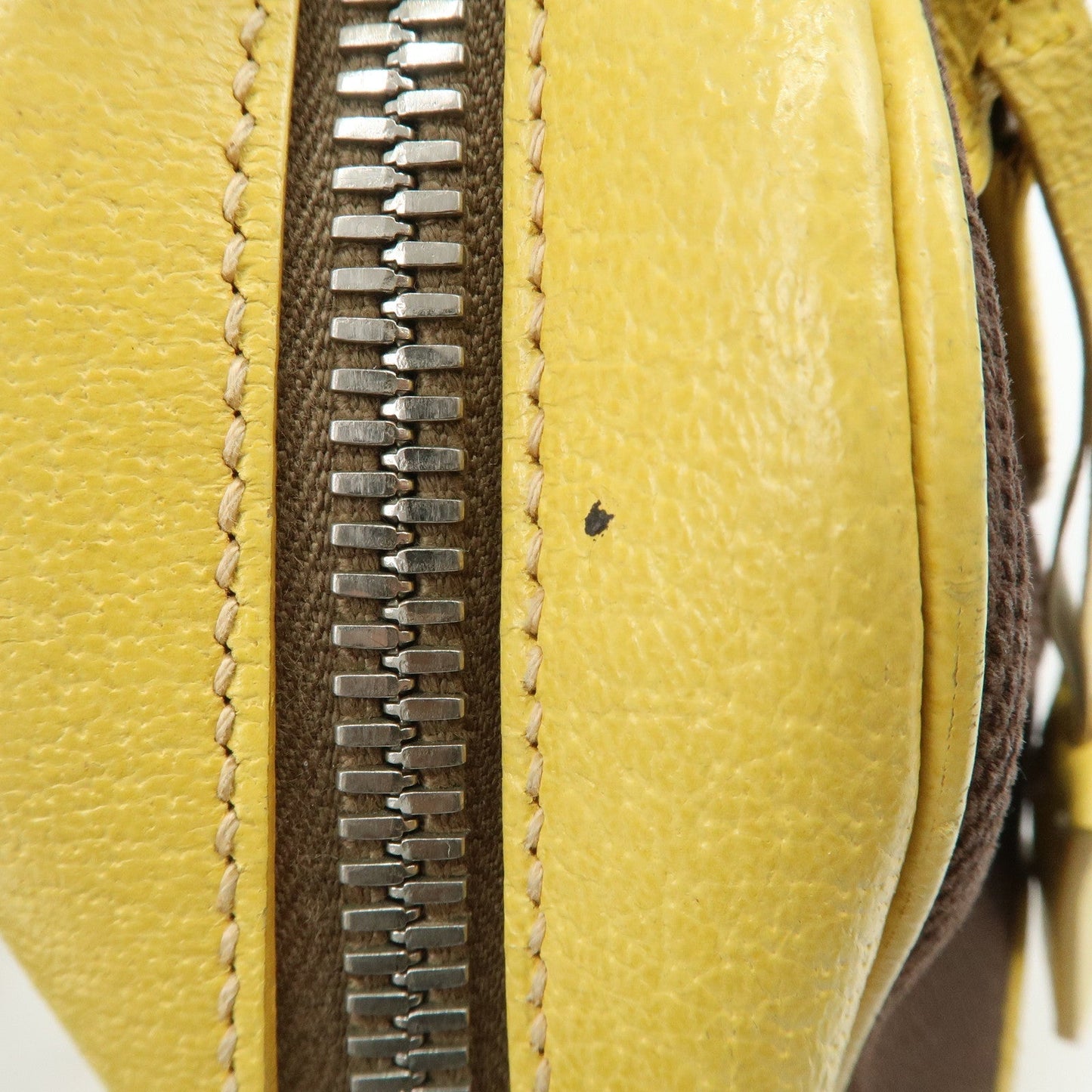 PRADA Canvas Leather Shoulder Bag Hand Bag Brown Yellow  d