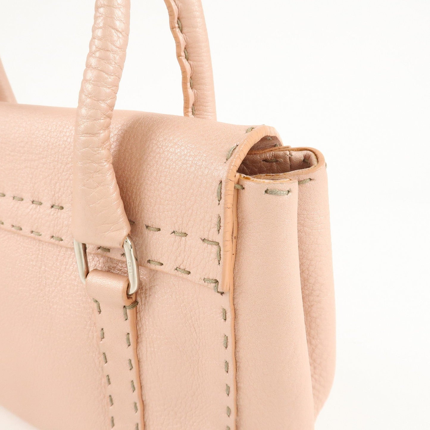 FENDI Selleria Leather Mini Linda Hand Bag Pink 8BR486  d