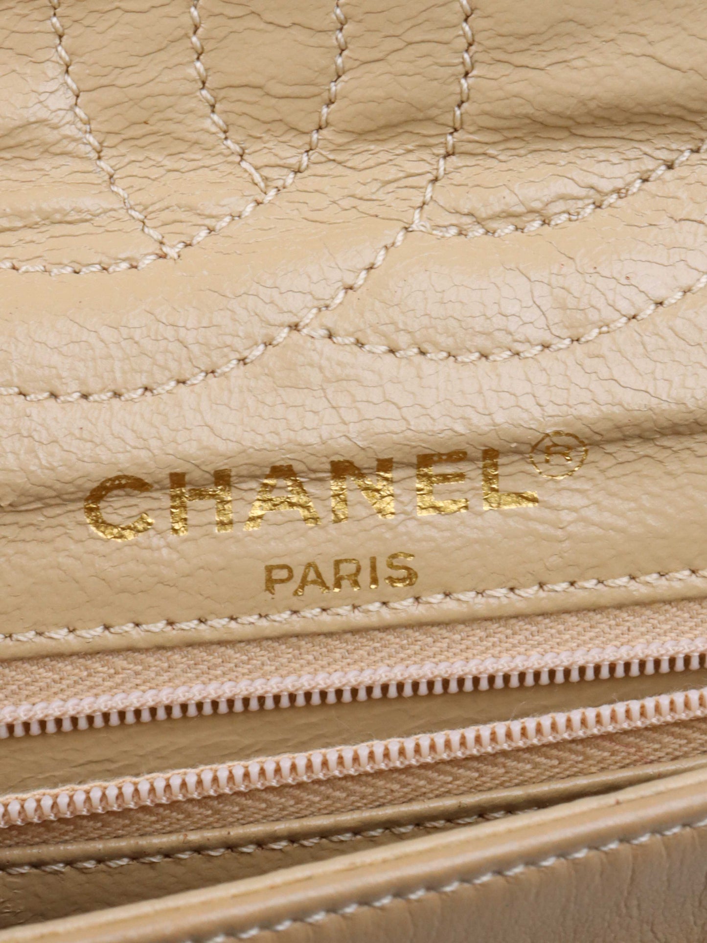 Chanel   Two Toned Beige Flap Bag.