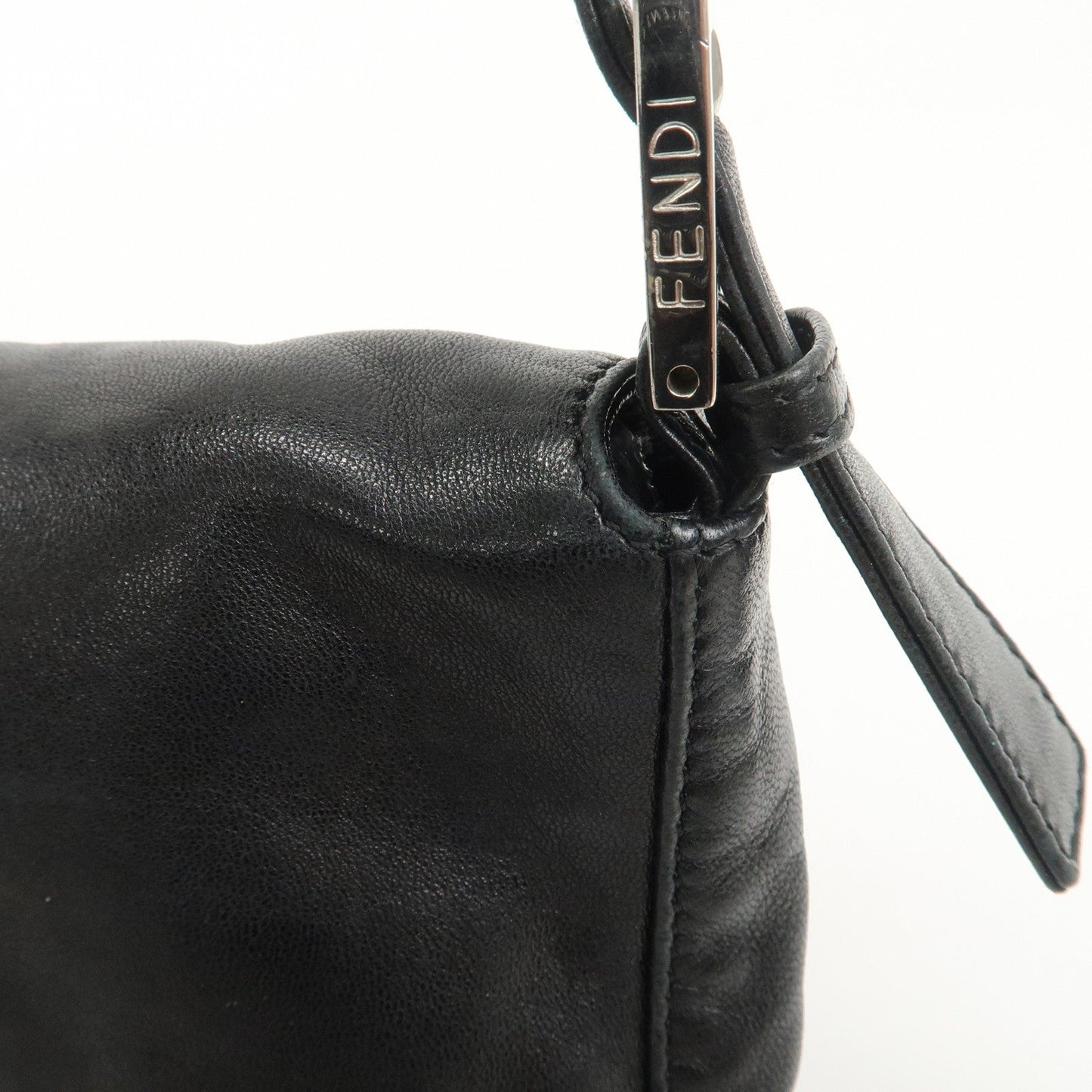 FENDI  Mamma Baguette Leather Shoulder Bag Hand Bag Black 26424  d
