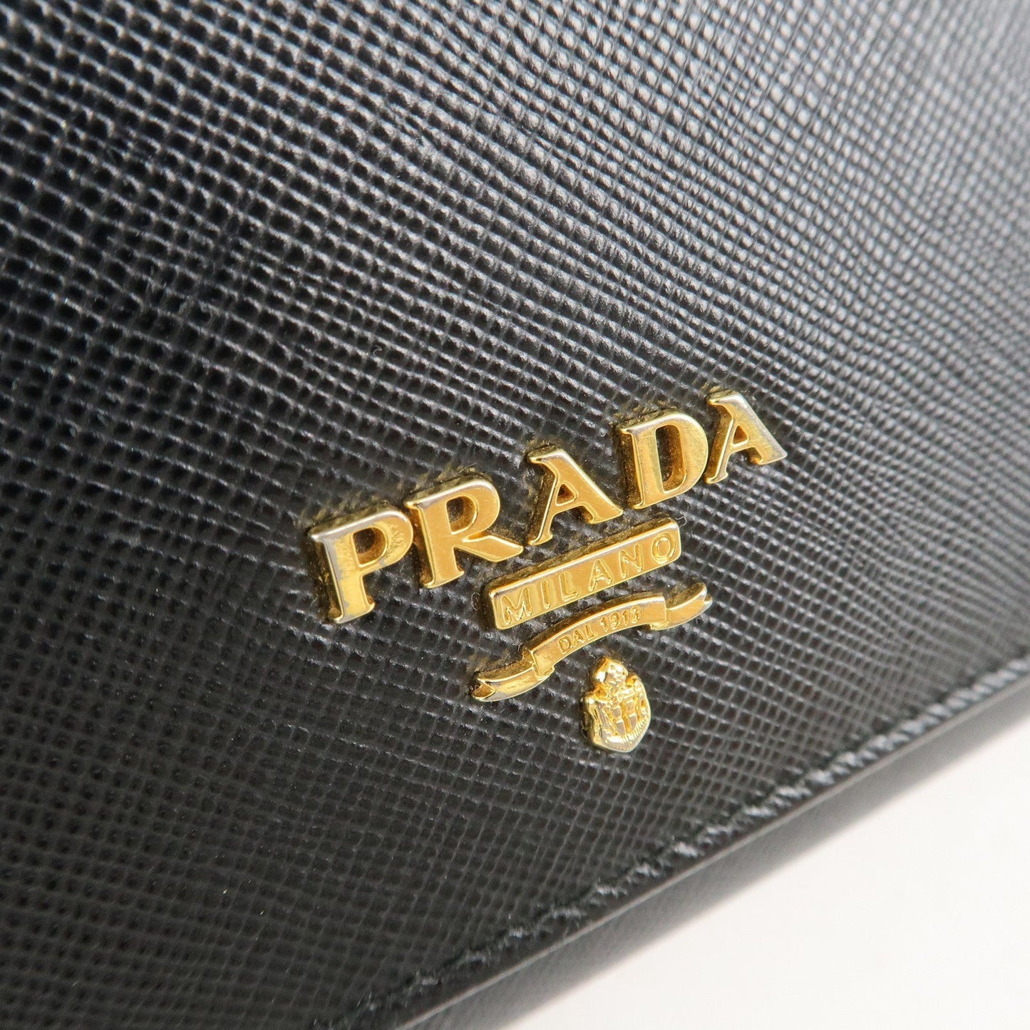 PRADA Saffiano Leather Chain Wallet Purse Black 1MT290  d