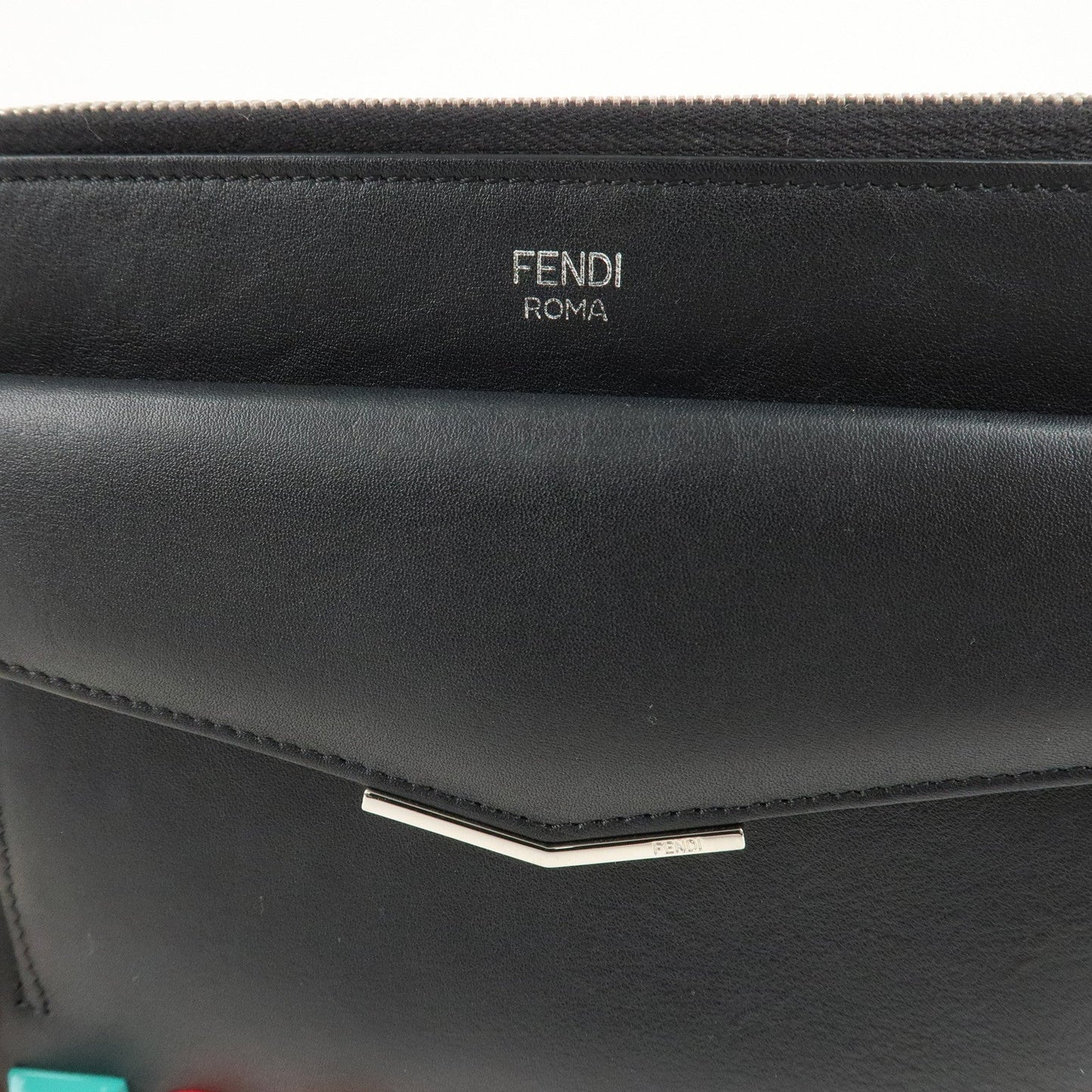 FENDI Leather Toujours Multi-Studs Shoulder Bag Black 8M0369  d