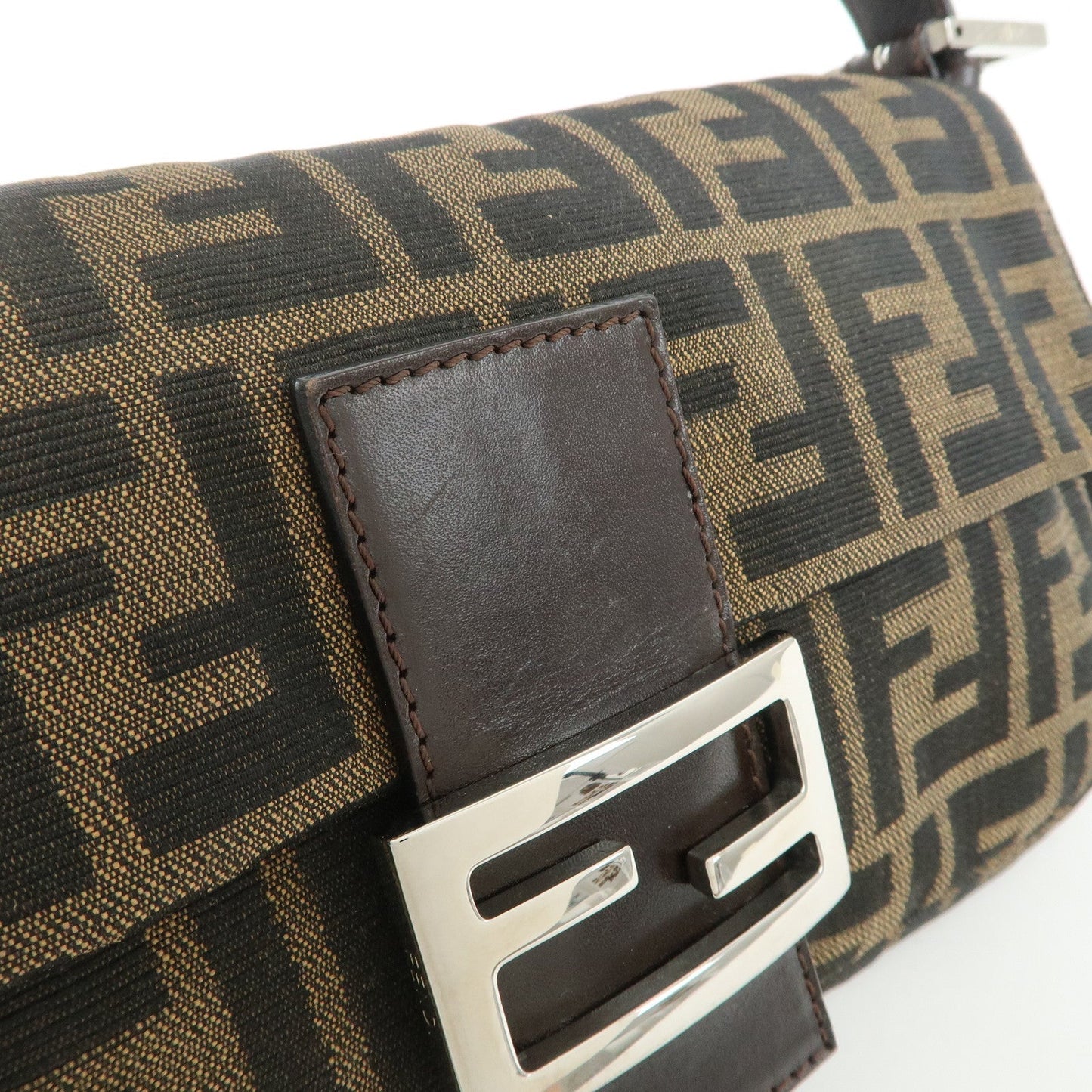 FENDI Mamma Baguette Zucca Canvas Leather Shoulder Bag 26424  d