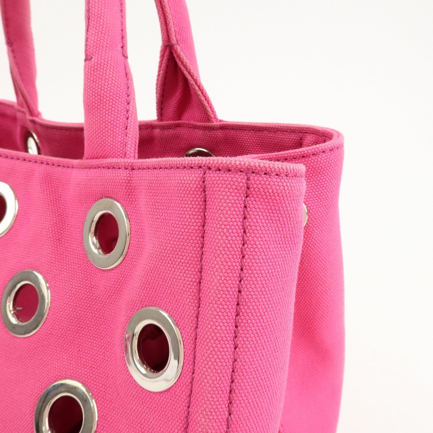 PRADA Canapa Mini Canvas 2Way Bag Hand Bag Pink 1BG439  d