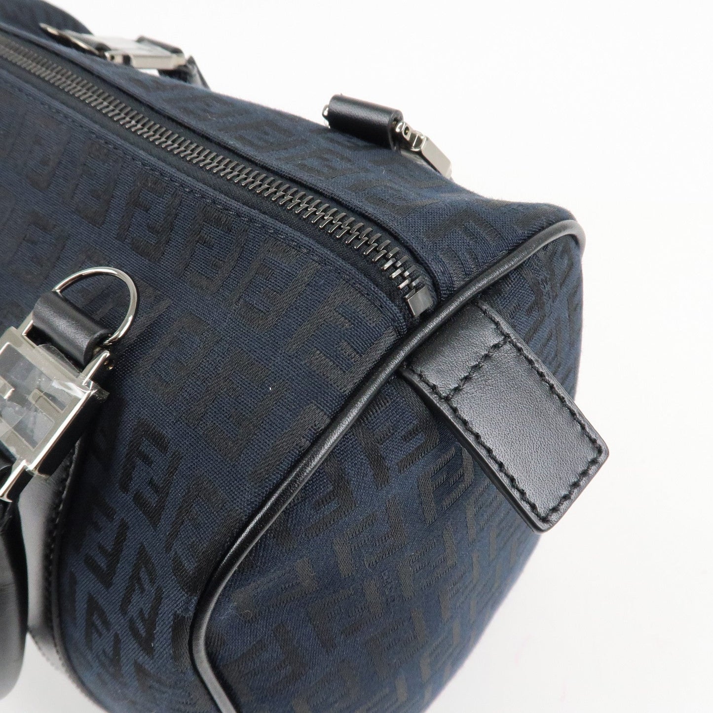 FENDI Zucca PVC Enamel Mini Boston Bag Black 8BL068  d