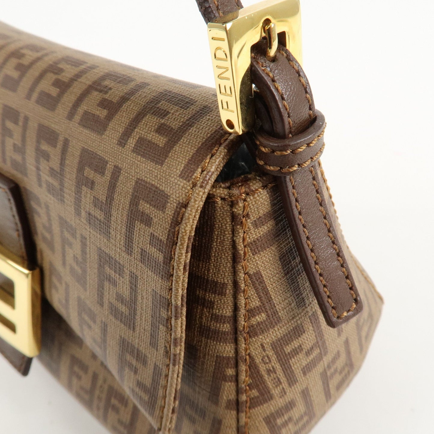 FENDI Zucchino Mini Mamma Baguette PVC Leather Hand Bag 8BR180  d