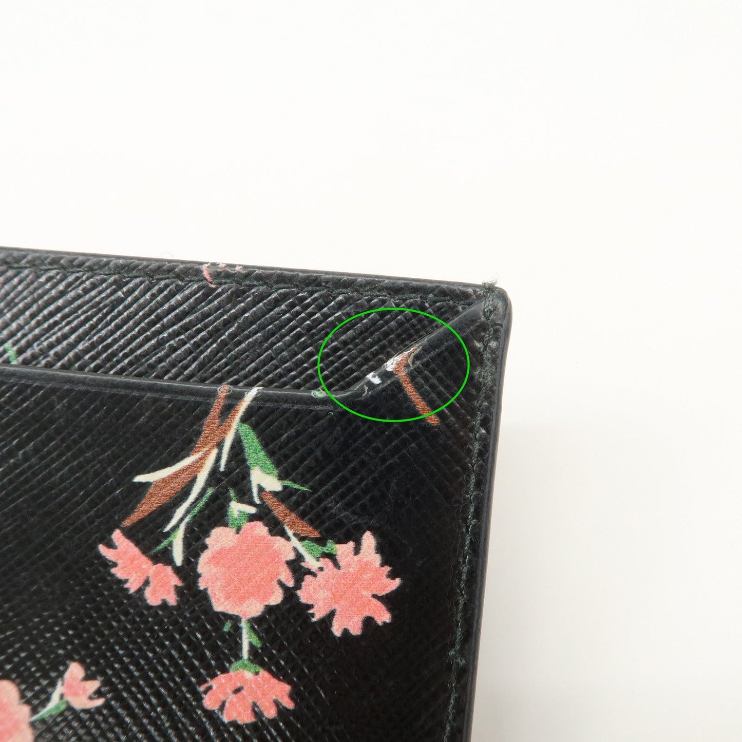 PRADA Saffiano Card Case Floral Pattern Black Pink 1MC208  d