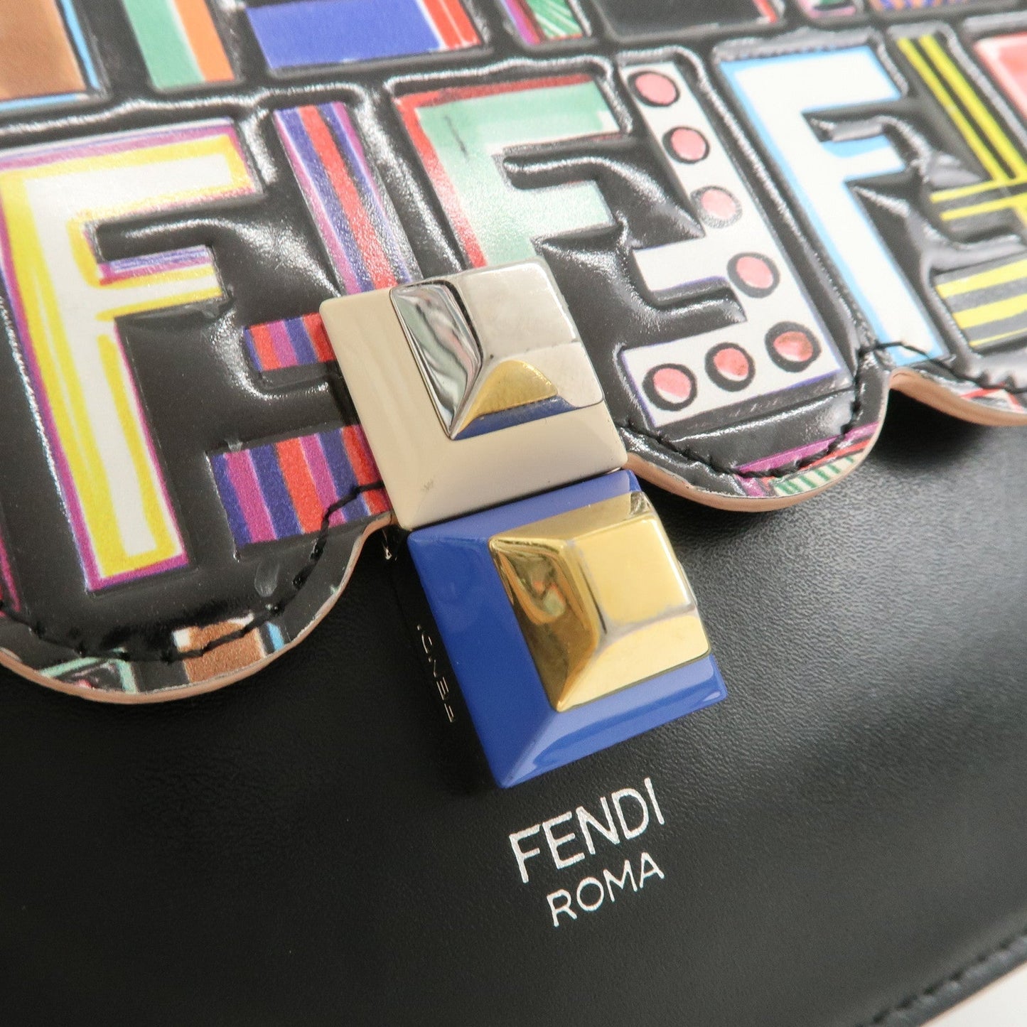 FENDI Zucca Canai Leather 2Way Bag Shoulder Bag Black 8BT283  d