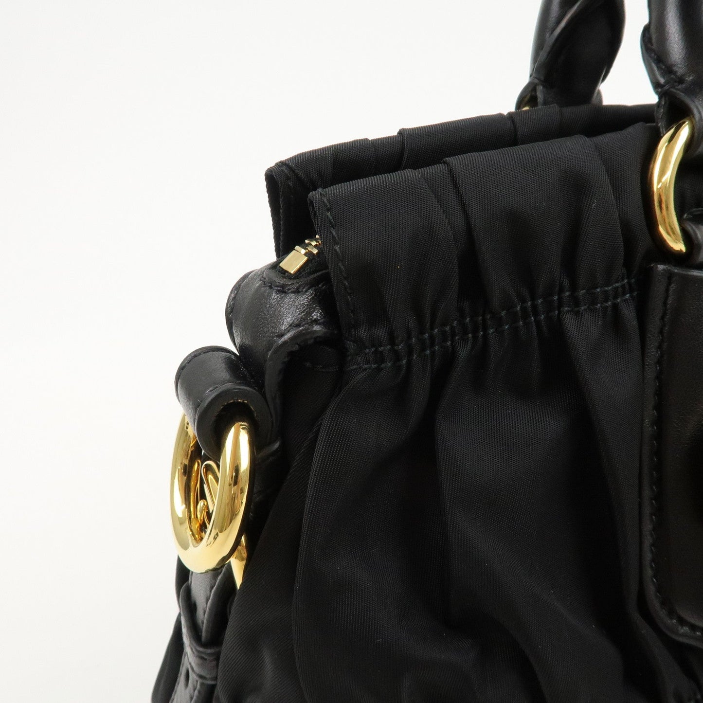 PRADA Logo Nylon Leather 2Way Bag Hand Bag Black NERO BN1407  d