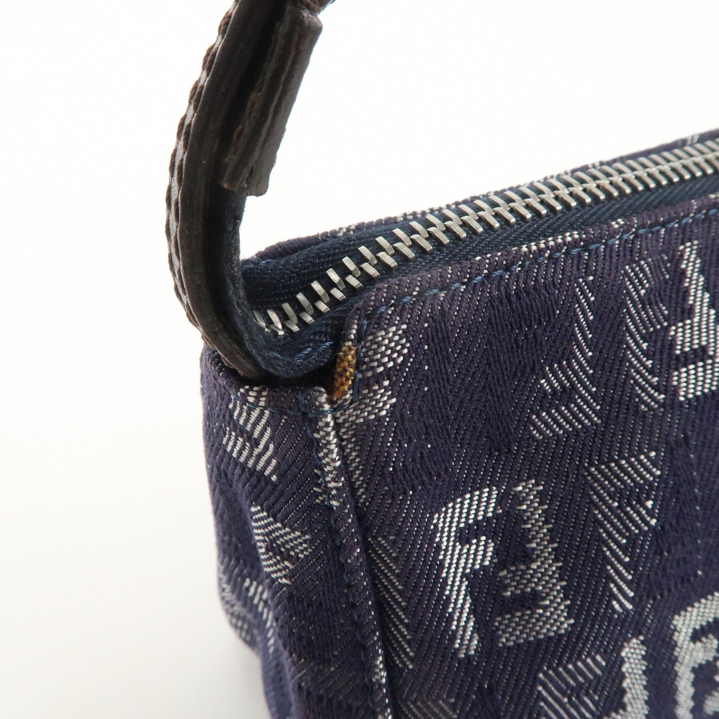 FENDI Zucchino Canvas Leather Shoulder Bag Pouch Navy 8BR249  d