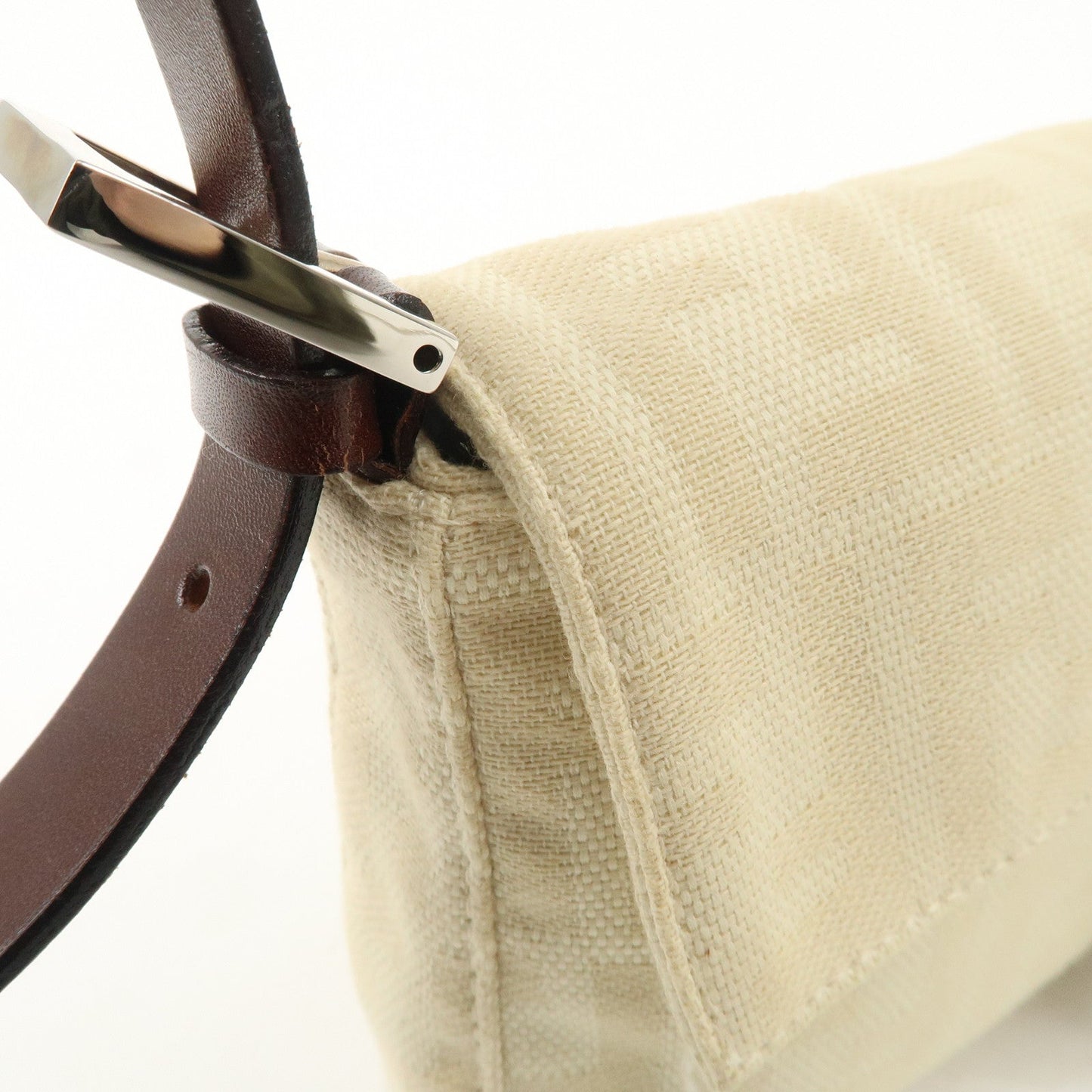 FENDI Zucca Mamma Baguette Canvas Shoulder Bag Beige White 26424  d