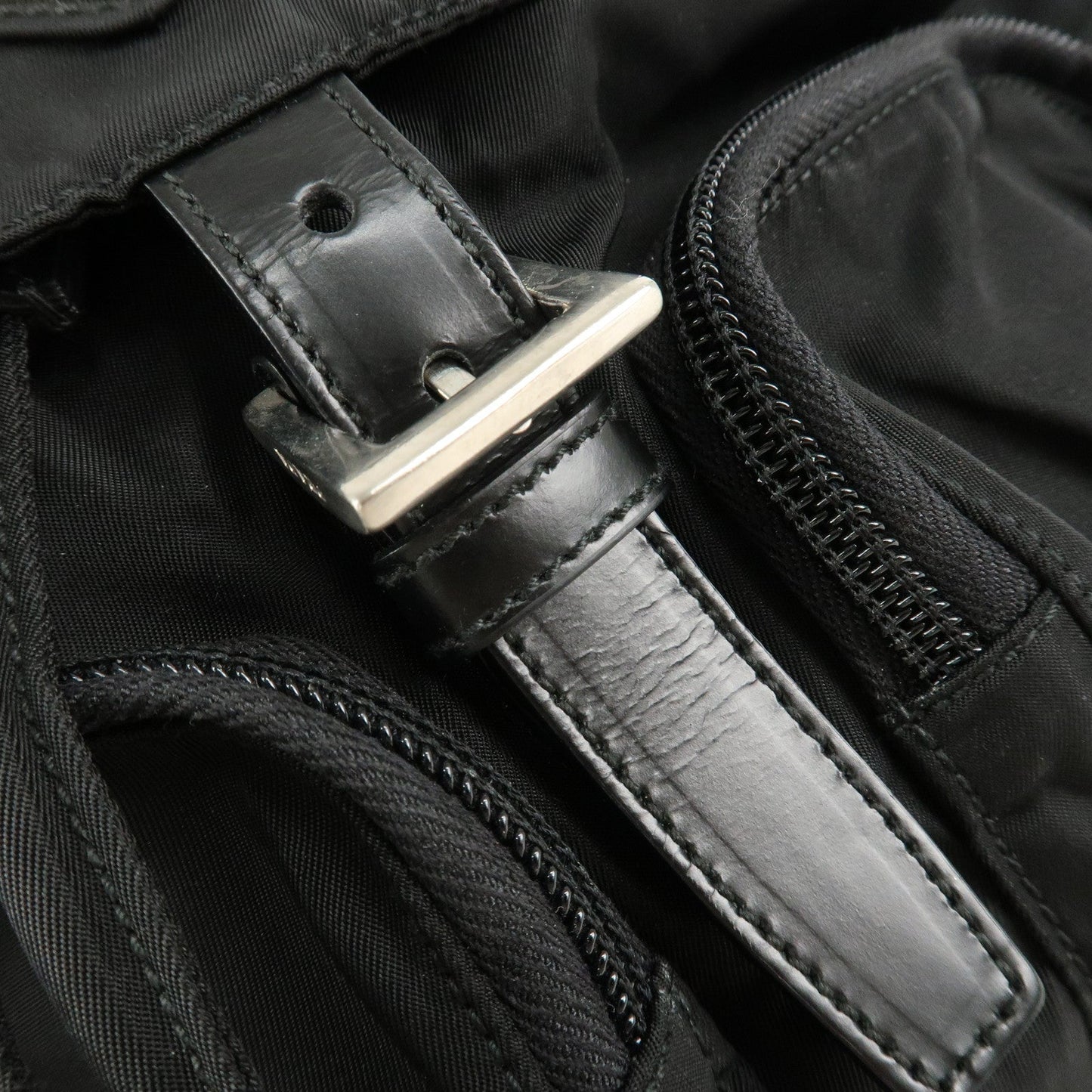 PRADA Triangle Logo Nylon Leather Back Pack Black B5885  d