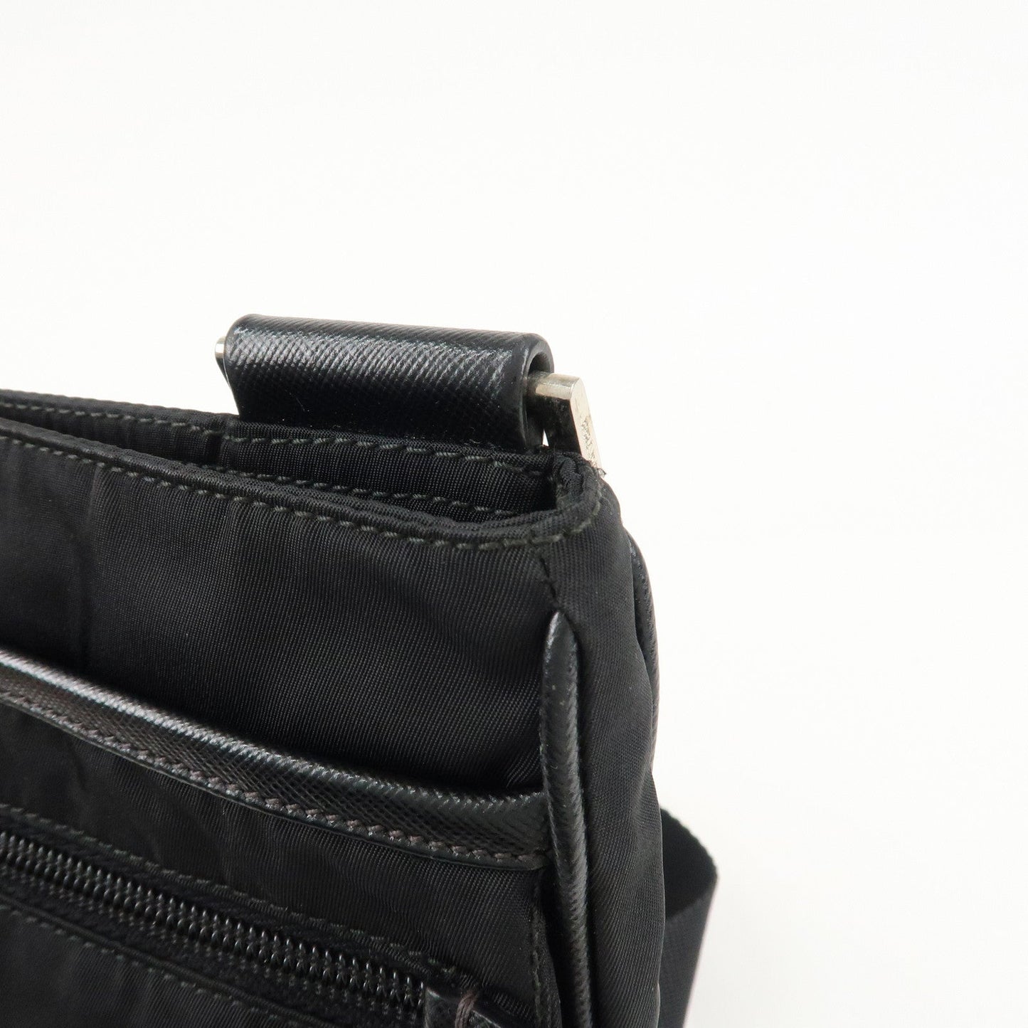 PRADA Logo Nylon Leather Shoulder Bag Crossbody Bag Black  d